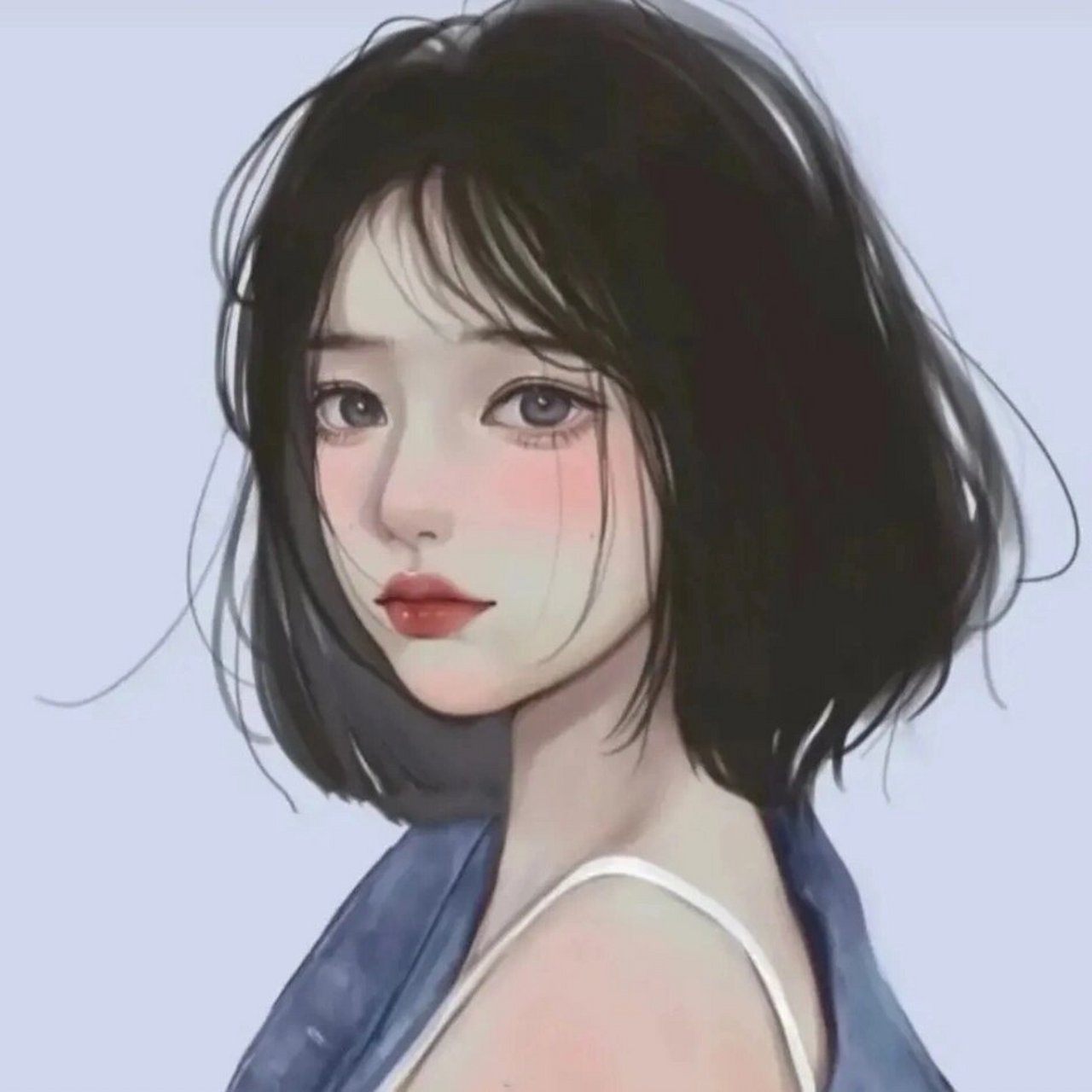 手绘短发女生头像 要赚很多钱 去买我的快乐