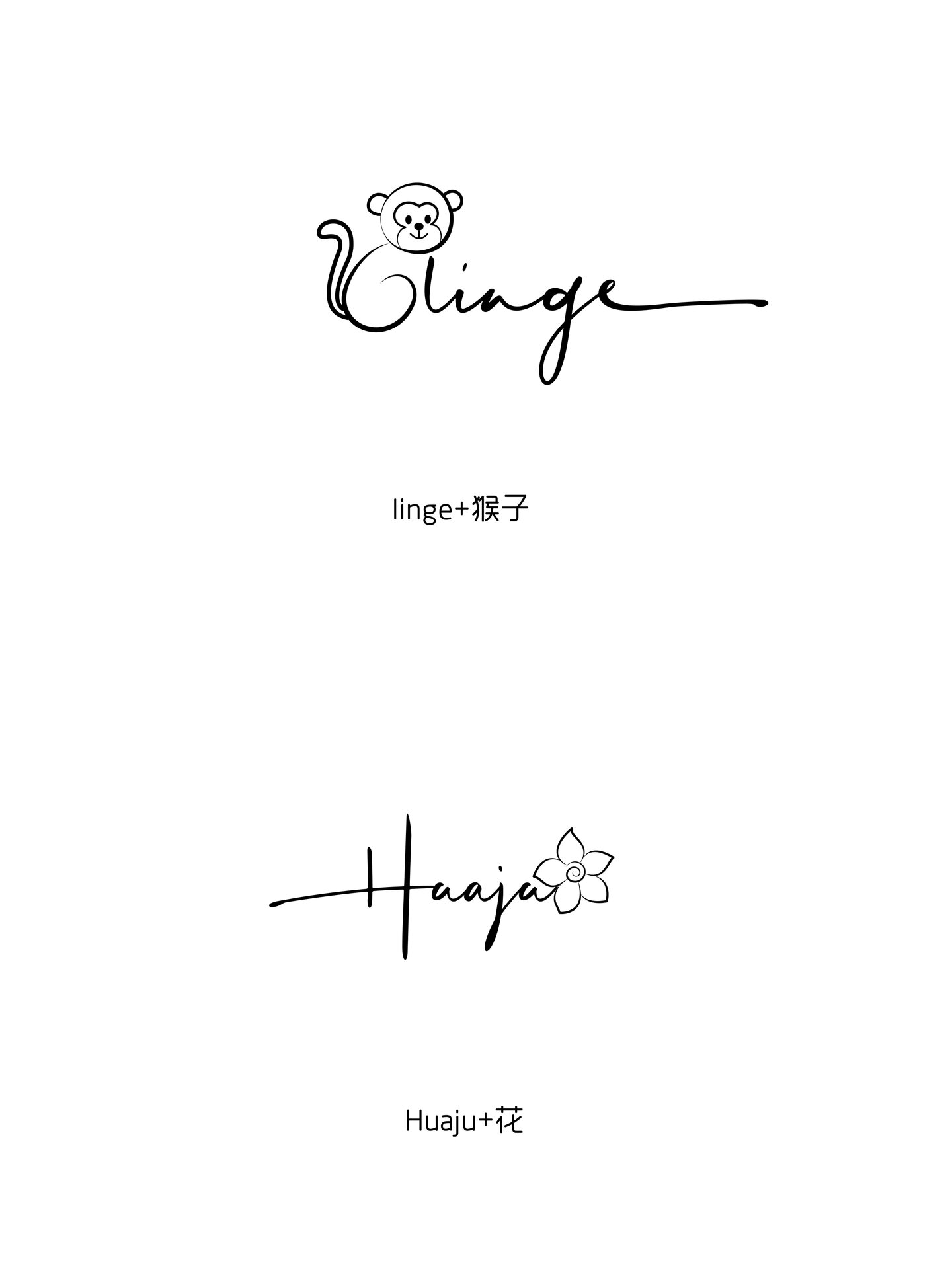 卡通创意元素连笔手写英文艺术签名设计