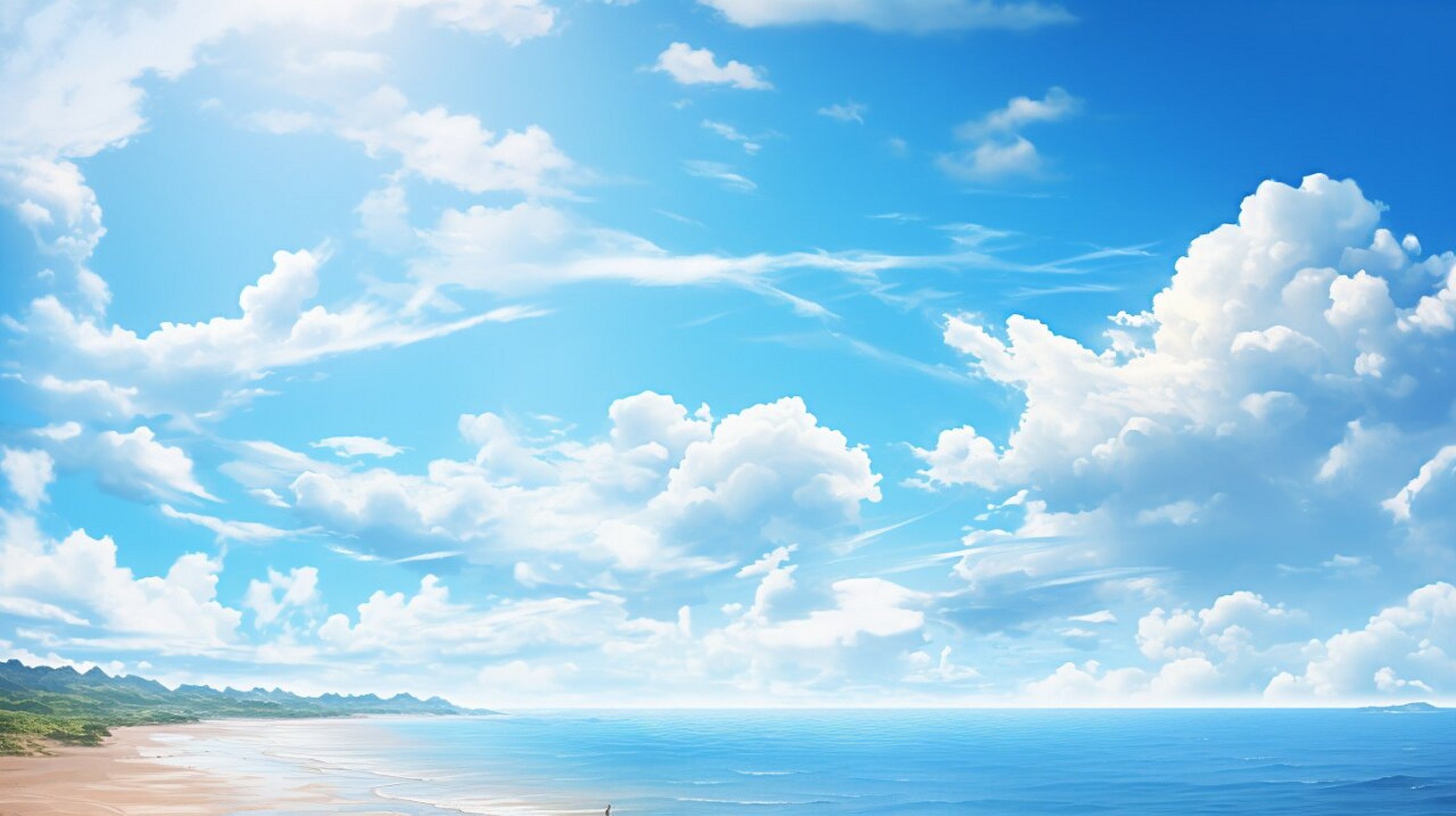 插画——精选蓝天白云下的卡通海边度假场景 9090今天跟大家分享