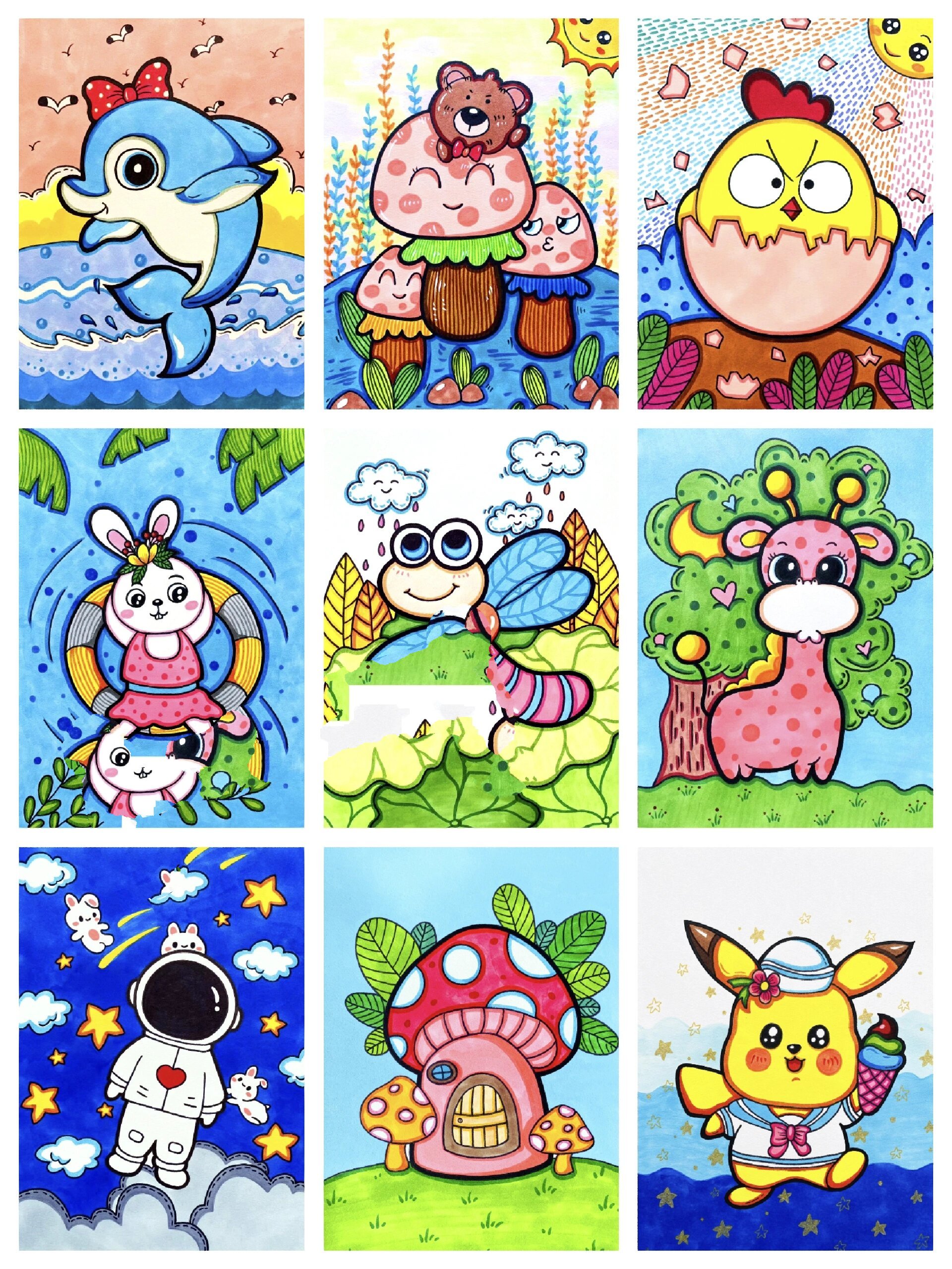 可爱动物儿童画简笔画创意美术