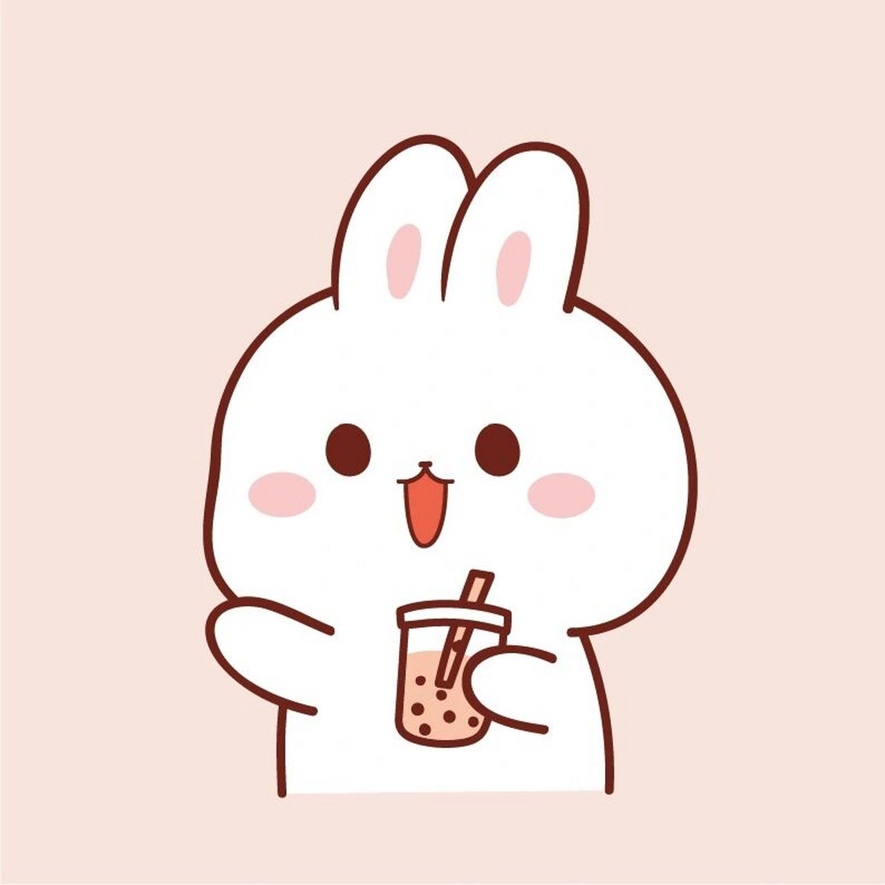 萌小兔ip 兔子爱奶茶插画卡通可爱 分享一组新画的头像给大家 #兔子