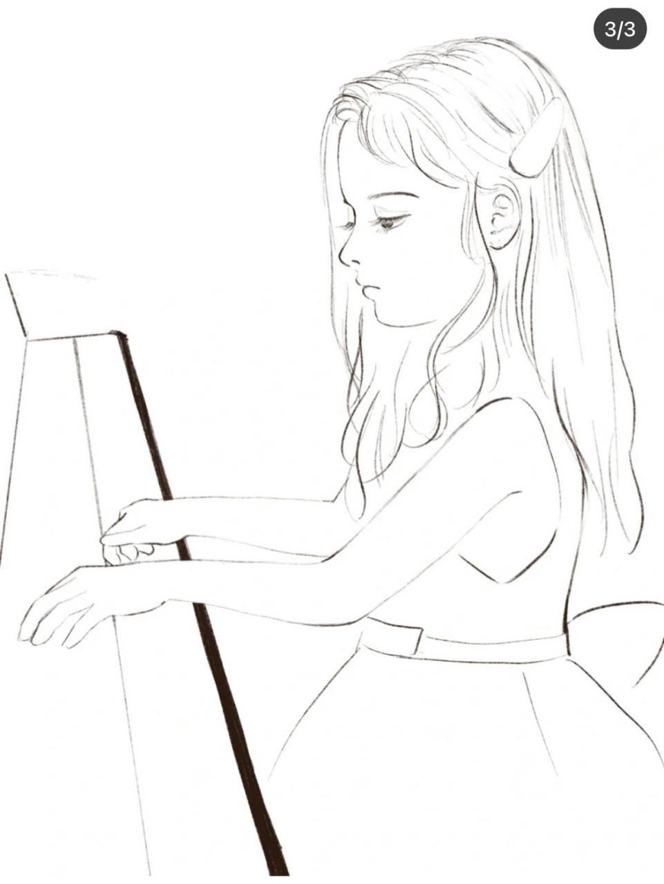 弹钢琴简笔画 小女孩图片