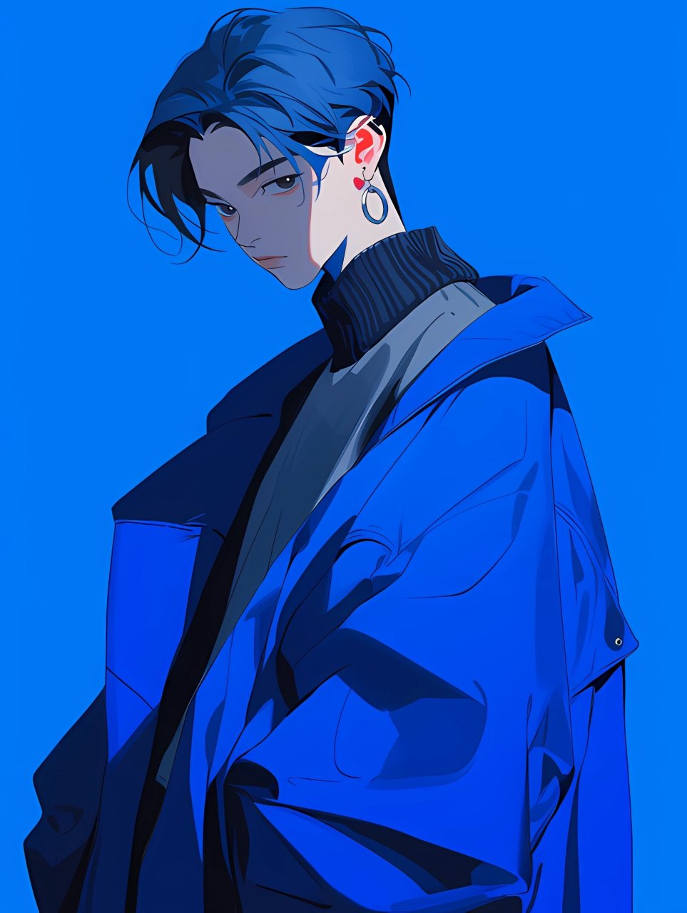 酷酷阳光少年丨克莱因蓝色系头像 93mj练习(5/100),今天是阳光大