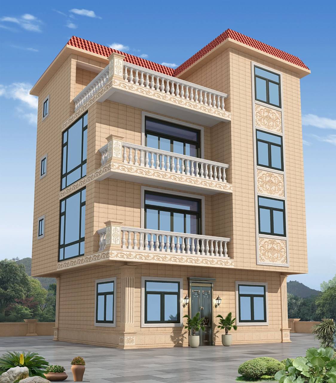 1 对于外墙砖颜色可以从家装风格和居住者的喜好来.