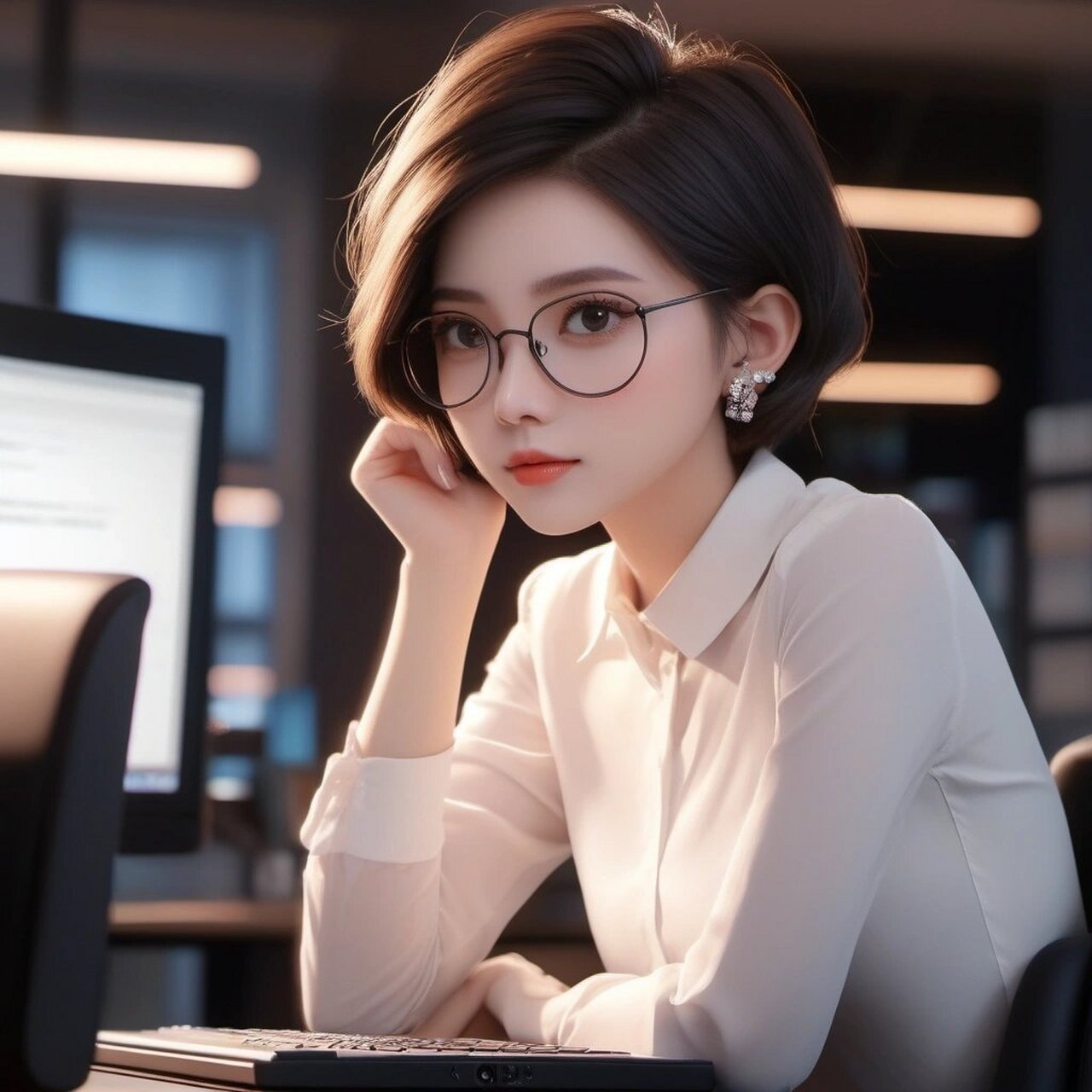 女生头像/职业头像 短发戴眼镜系列