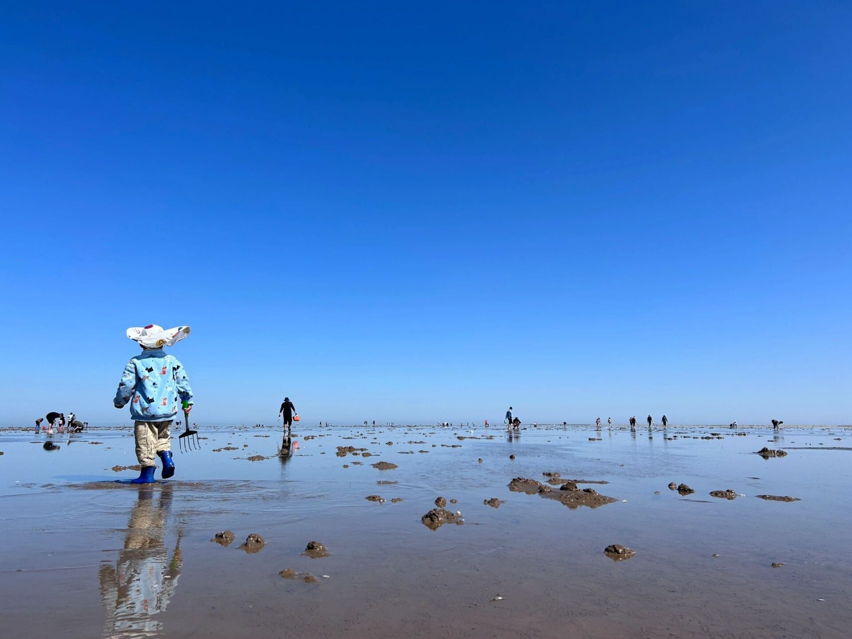 东营赶海 东营金泥湾,赶海的好去处,停车场免费停车.