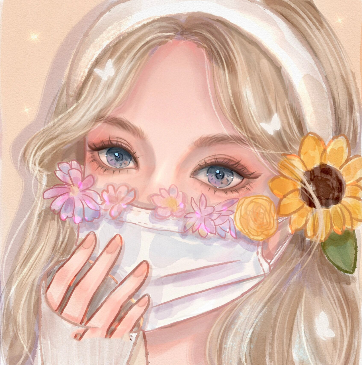 待疫情散去 便是春暖花开7715三人闺蜜头像 画了粉色系 黄色系