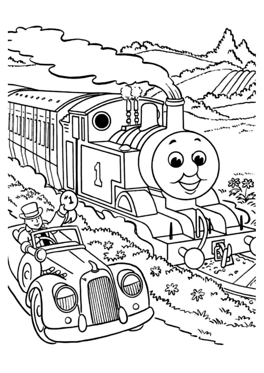 托马斯小火车涂色简笔画 托马斯小火车简笔画,线稿,涂色画,涂鸦