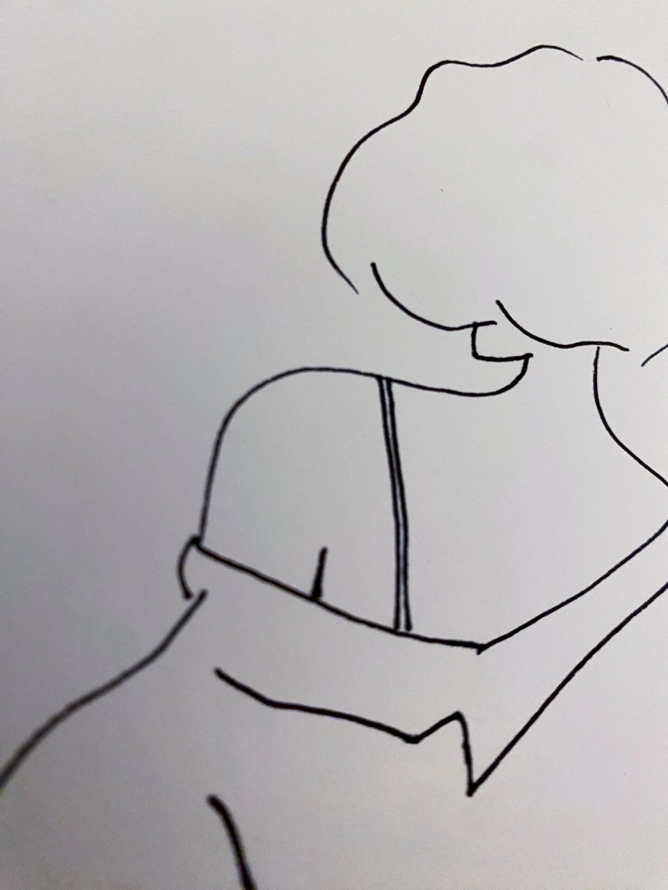 每日一画画|短发少女黑白背影|简笔画 打卡第5天96 .