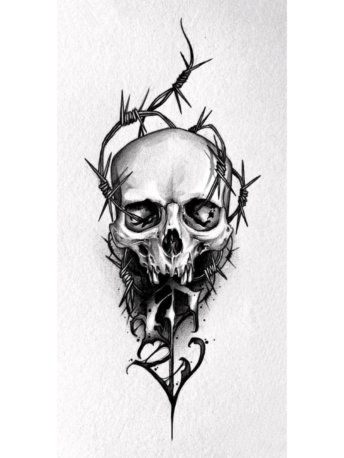 一组欧美素描风骷髅分享 骷髅纹身