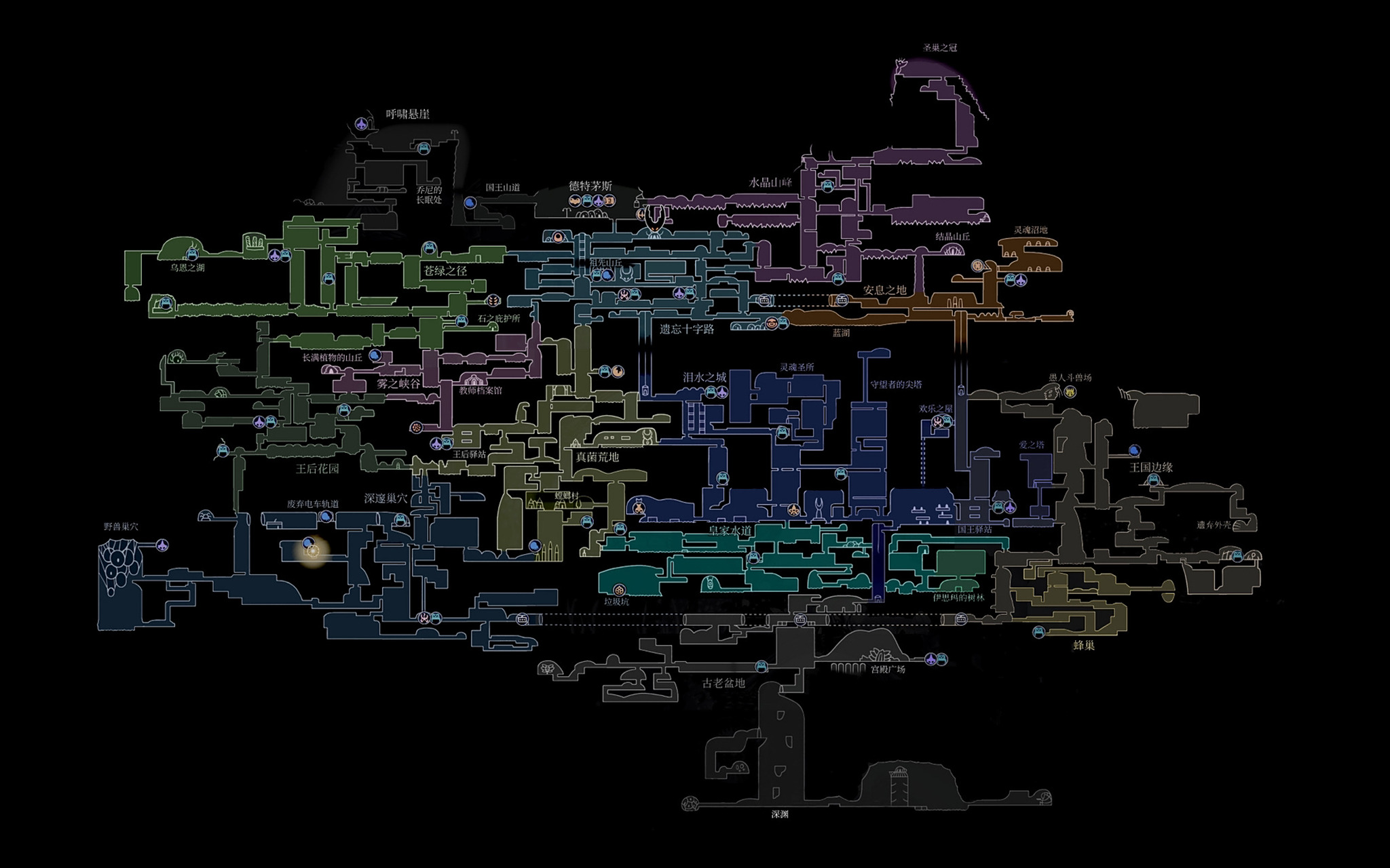 空洞骑士地图 用ps拼出来的,好久没玩,忘了顺序了,抽空更新一下,以防