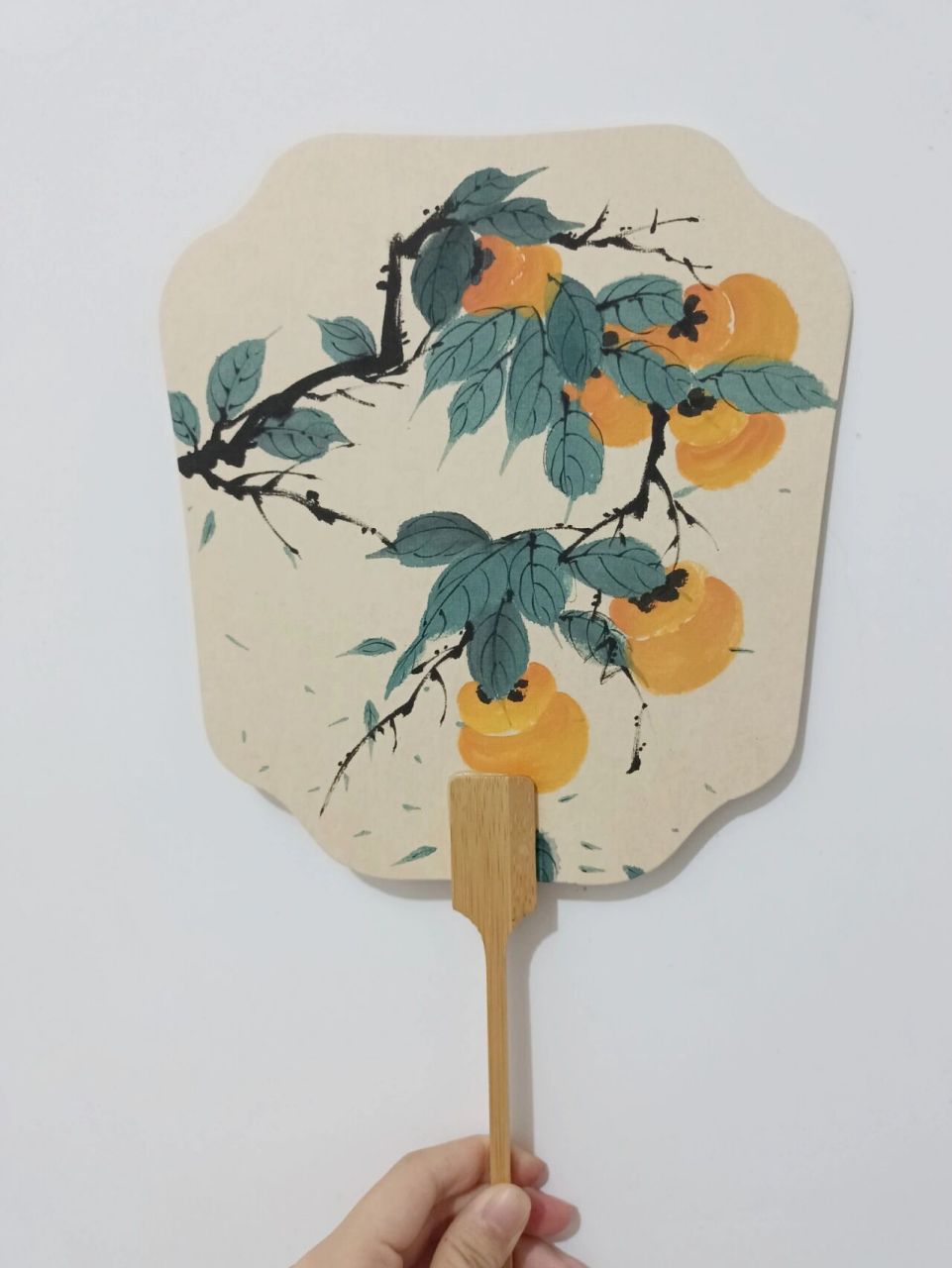 柿柿如意(手绘团扇)