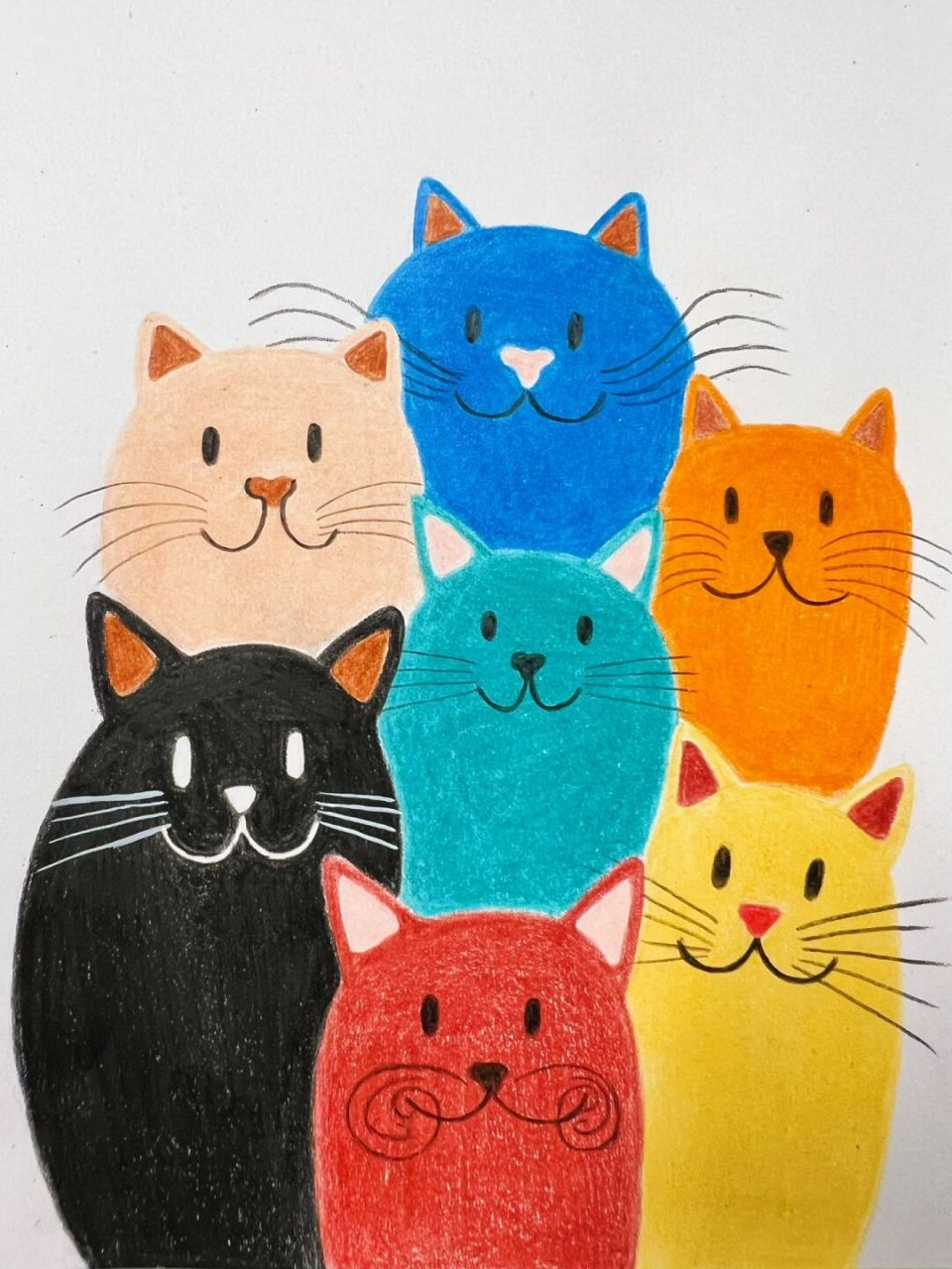 叠猫猫(彩铅画.