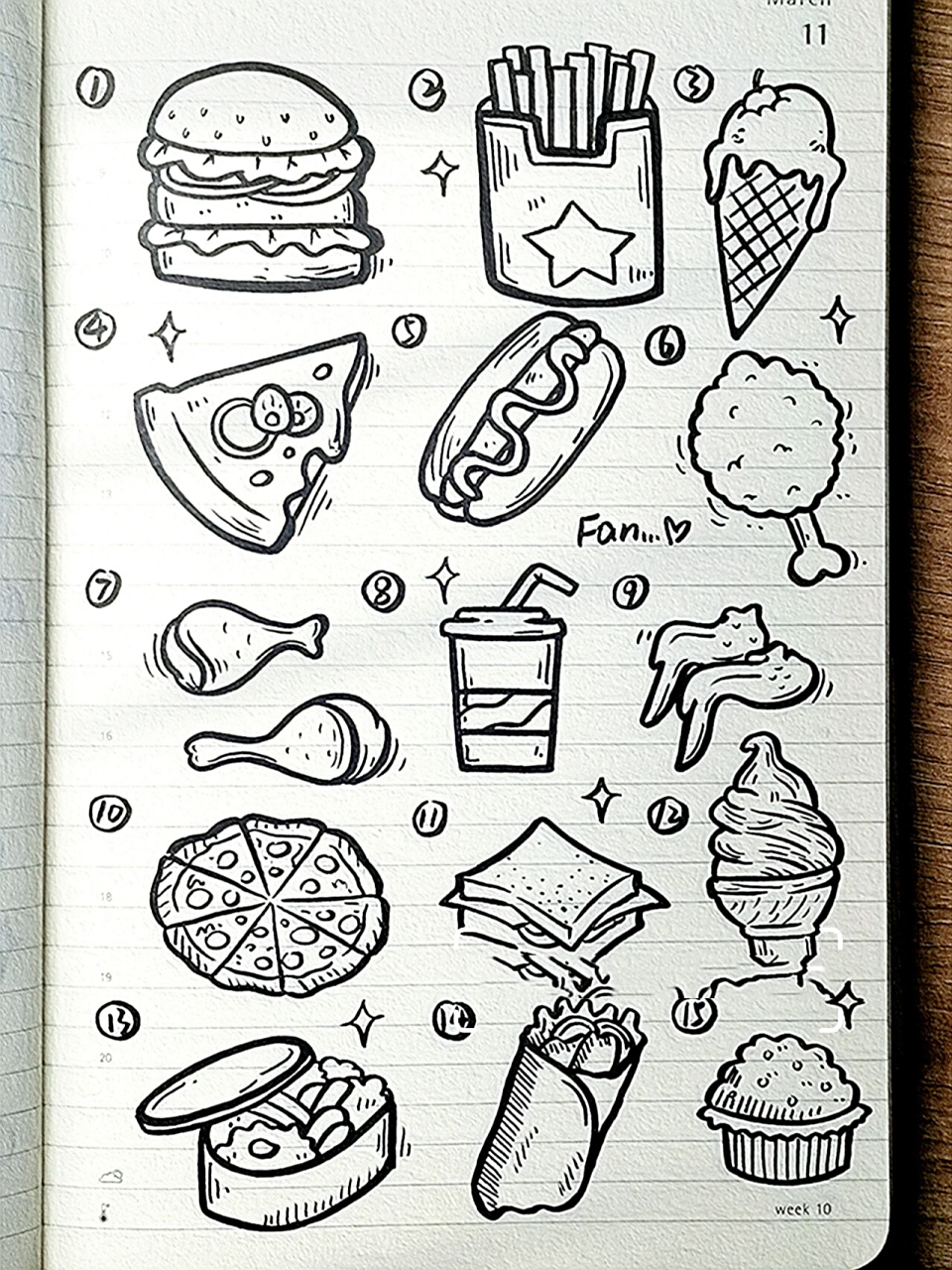 今日简笔画(55)‖美食快餐🍔简笔画 🌻祝大家每天都可以开开心心