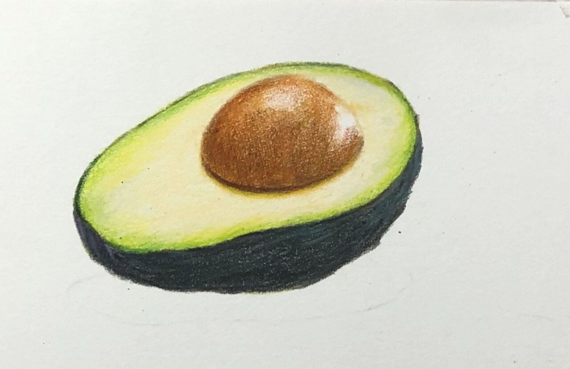 彩铅牛油果,绘画步骤图分享