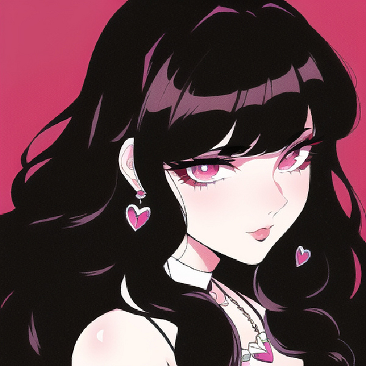 【ai绘图】女生头像|黑发 卷发 心| 关键词都在最后一张图.