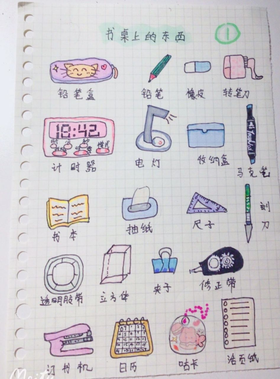 书桌上的东西/简笔画第一弹 这些全部都是我书桌上的东西,自己手绘