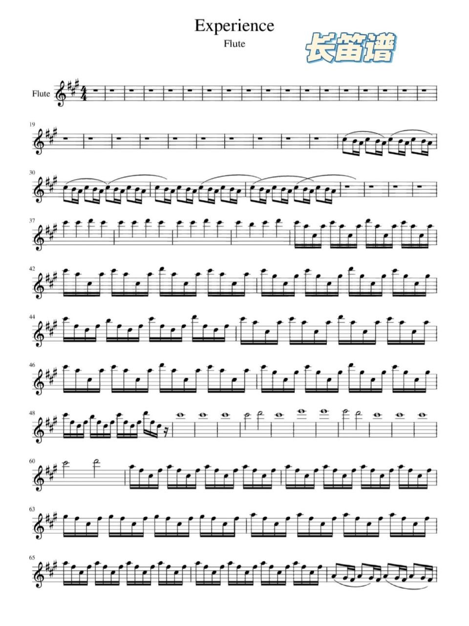 《experience》长笛谱
