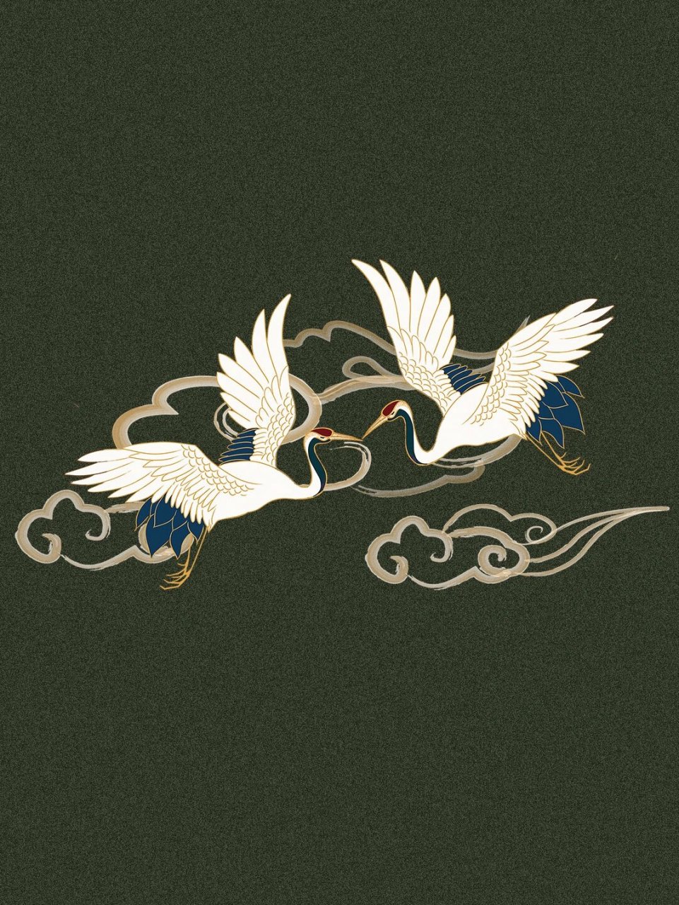 94国潮中国风手绘仙鹤06元素免扣png hello!