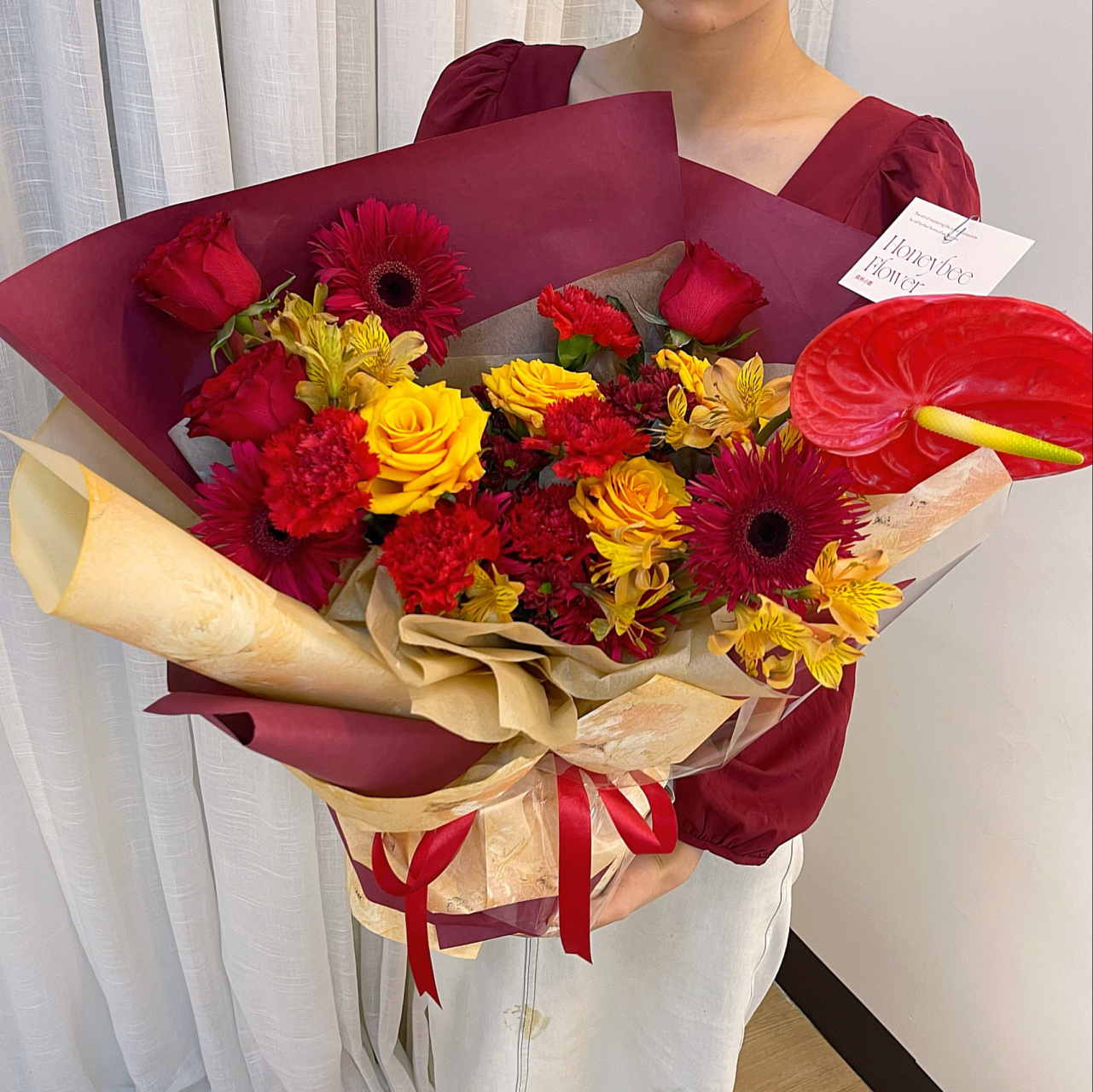 红色系供佛花束 | 普宁花店