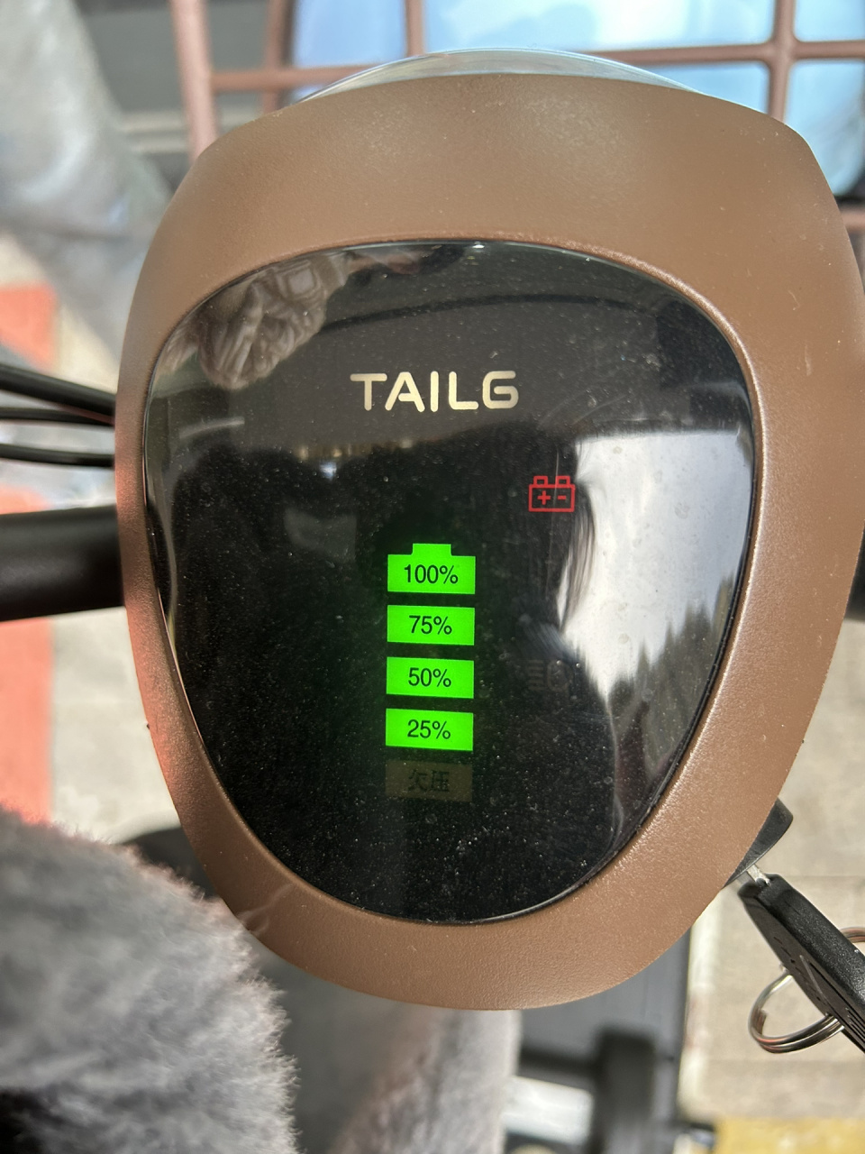 台铃电动车故障标志 右上角这个红色是啥意思啊,第一次开电动车不太懂