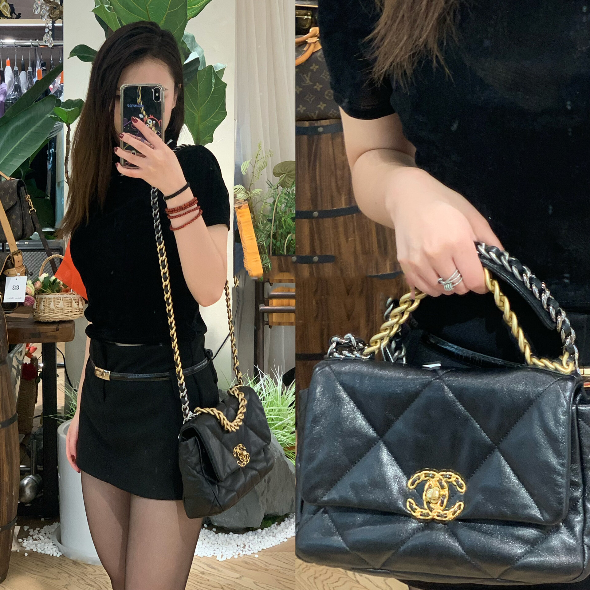 大比拼|小个子女孩上身测评香奈儿19bag chanel 19maxi:25*36*11cm 小