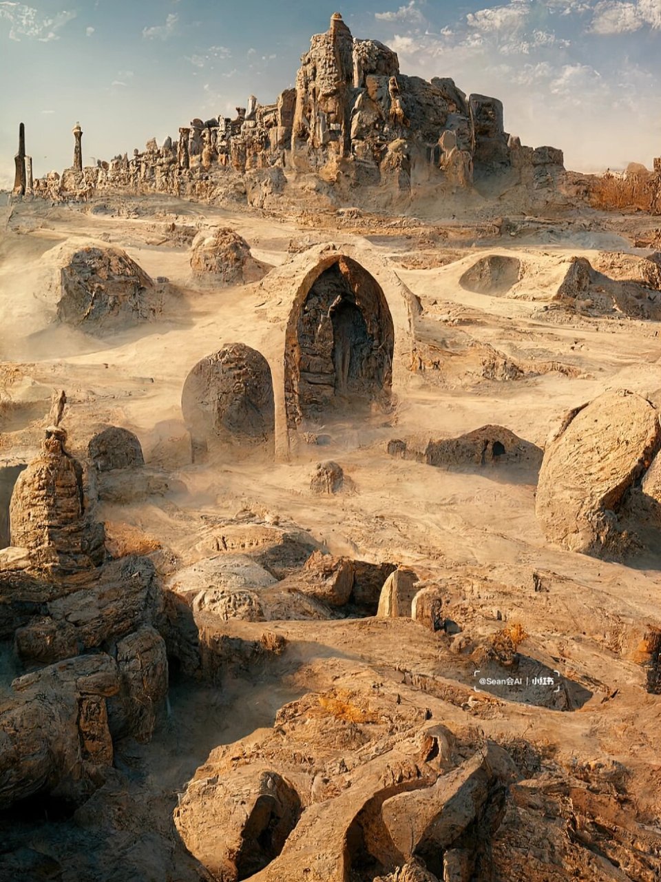 ai数字创作|鬼吹灯系列之精绝古城 真实存在的精绝古城遗址为现在新疆