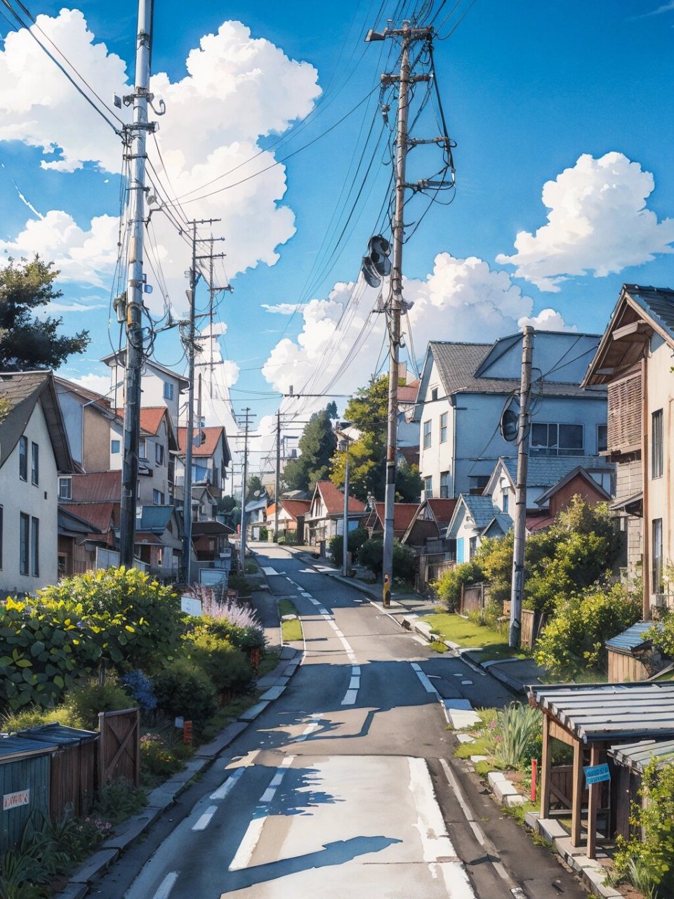 手机壁纸# #iphone壁纸# #二次元# #街景# #插画# #治愈系风景