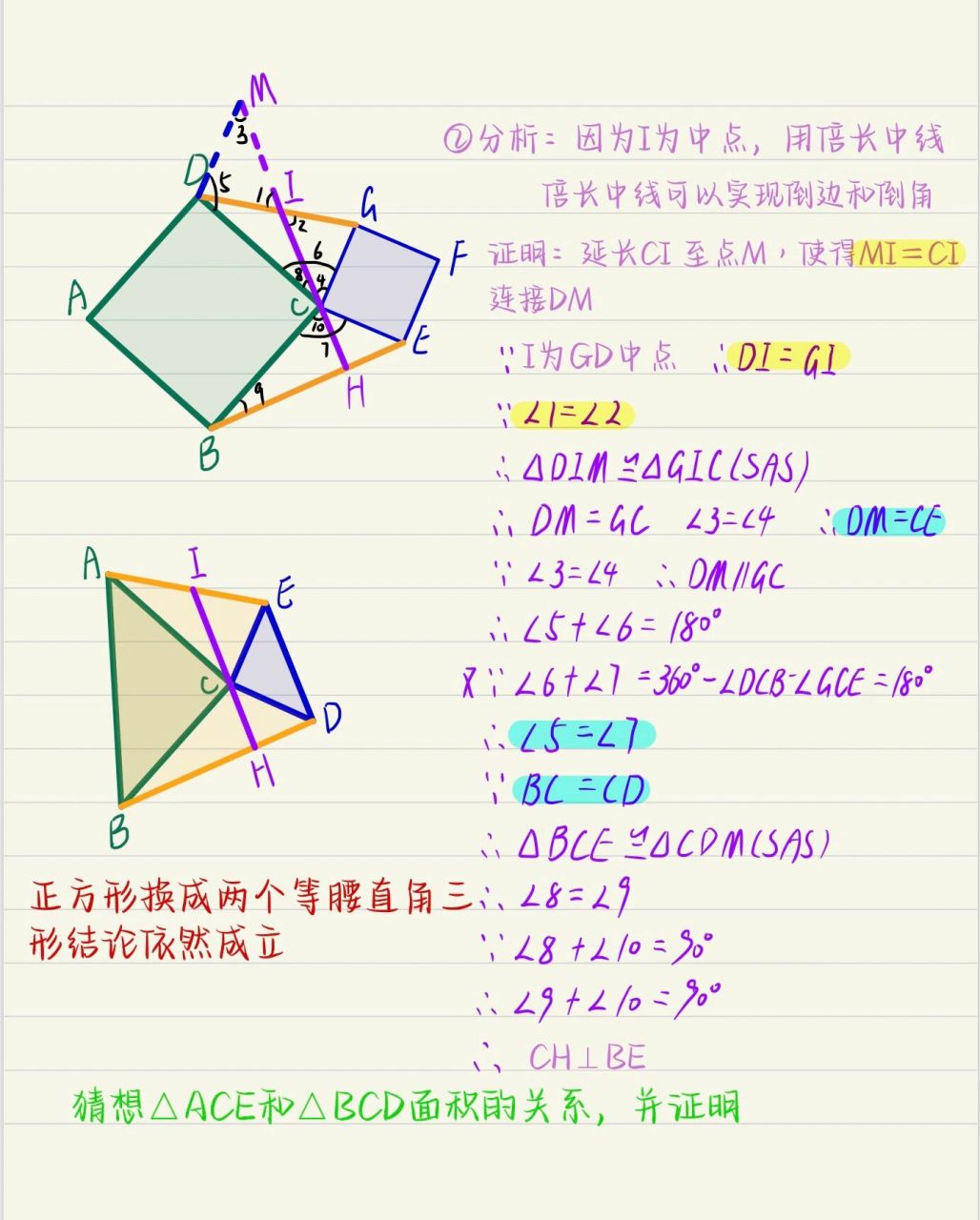 中考经典:婆罗摩笈多模型 很经典模型,由垂直证中点,由中点证明垂直