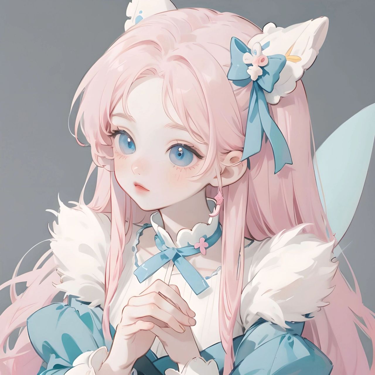 粉蓝系61女生头像～ "鹤别青山,不见桃花"