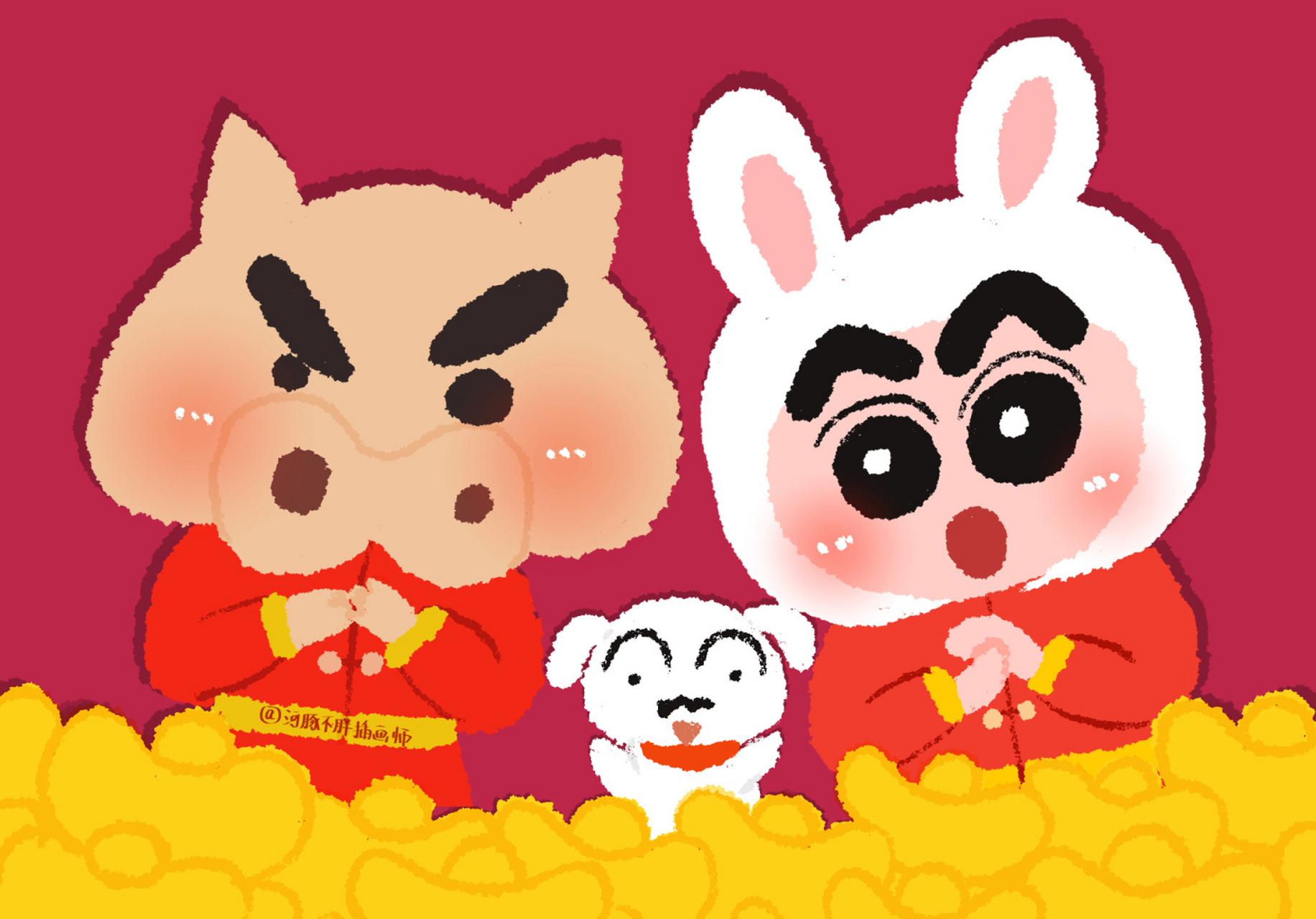 蜡笔小新兔年发财ipad/电脑壁纸 感谢喜欢,祝大家新年发大财第八张