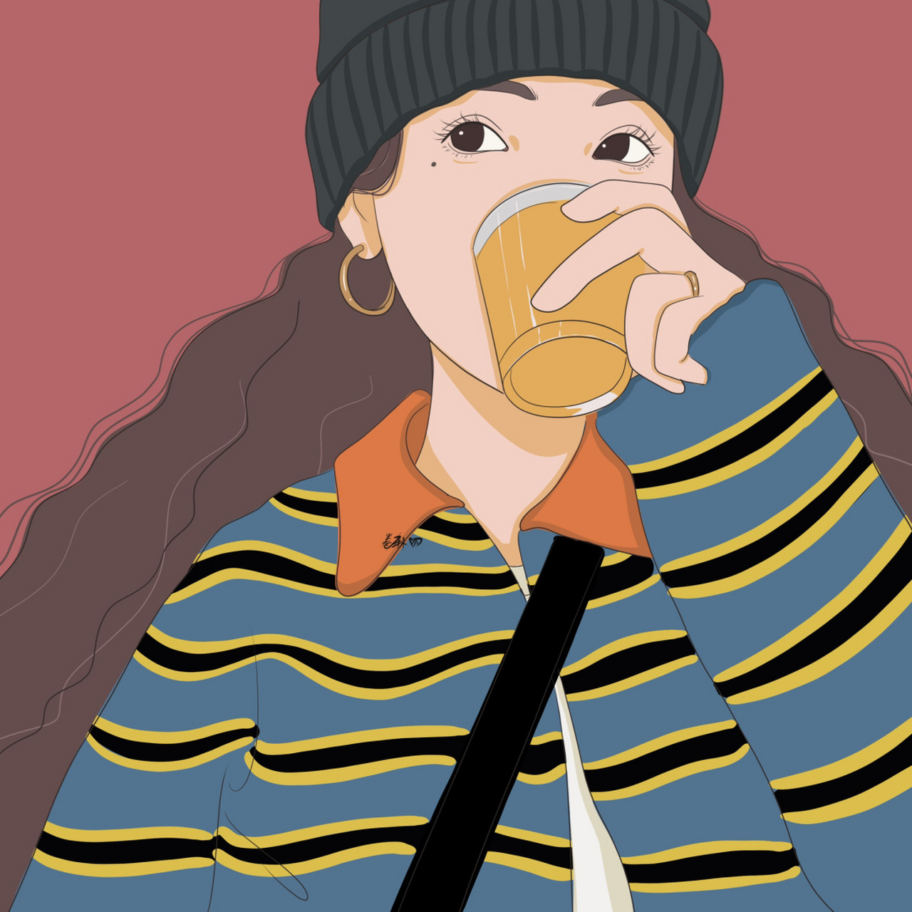 特殊时期 多补充维生素c哦 #手绘头像#   #头像约稿#   #插画头像