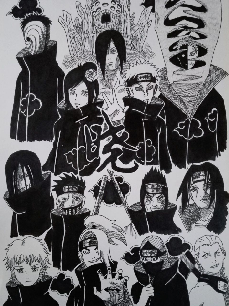 手绘火影忍者晓组织 用0.