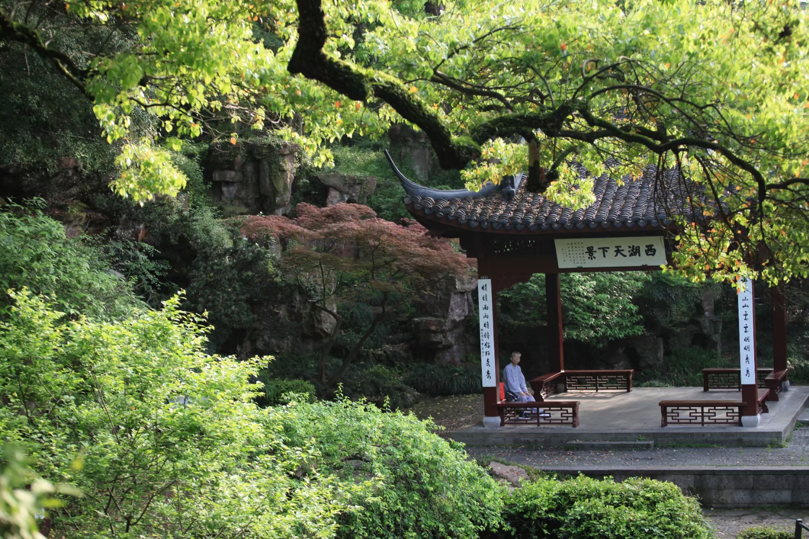 发现杭州之光#西湖天下景,这个亭子安静.