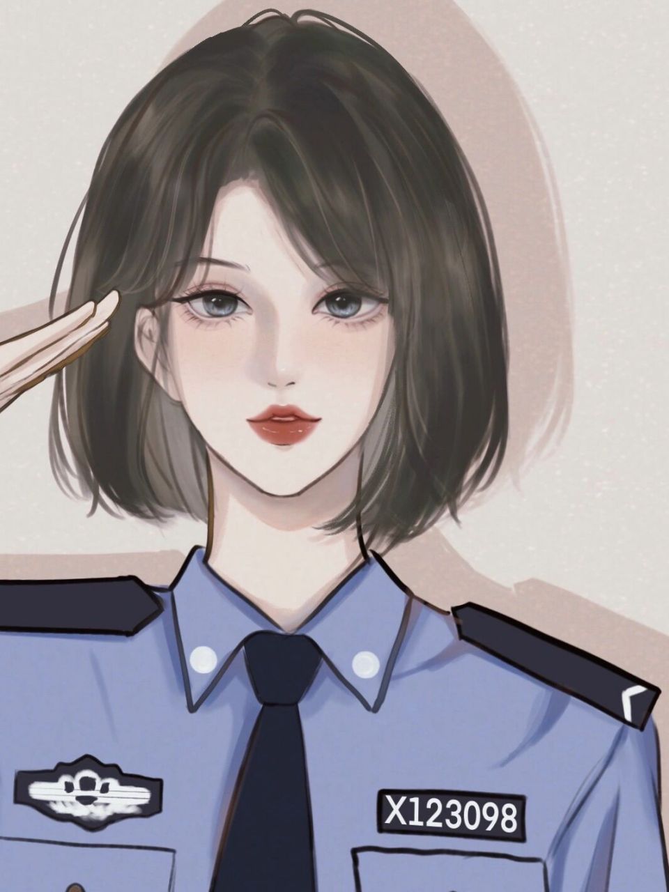 职业头像9499短发警察小姐姐 练习新风格