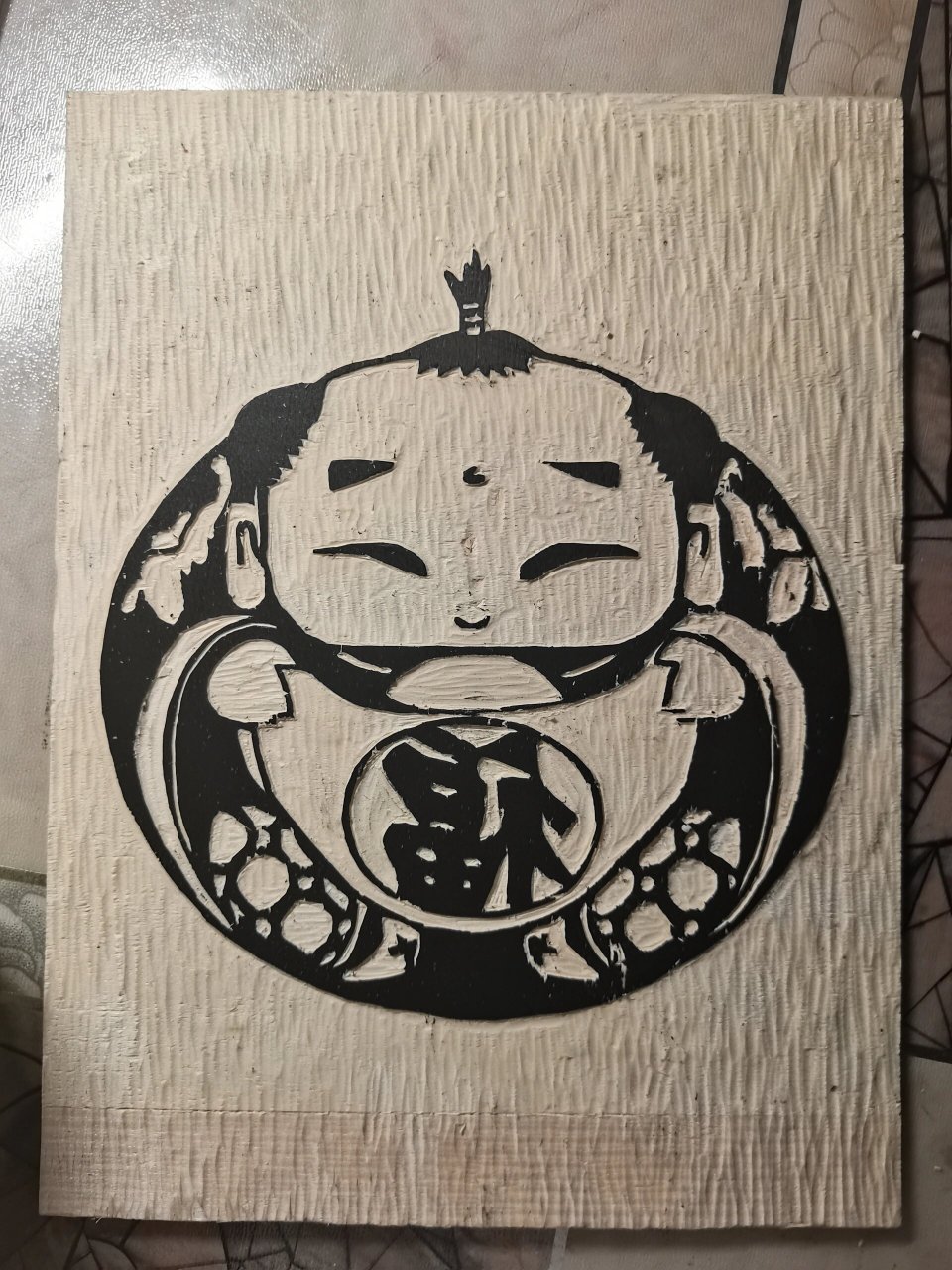 木刻版画 在美术生同学家diy木刻版画啦,是可爱滴年画娃娃