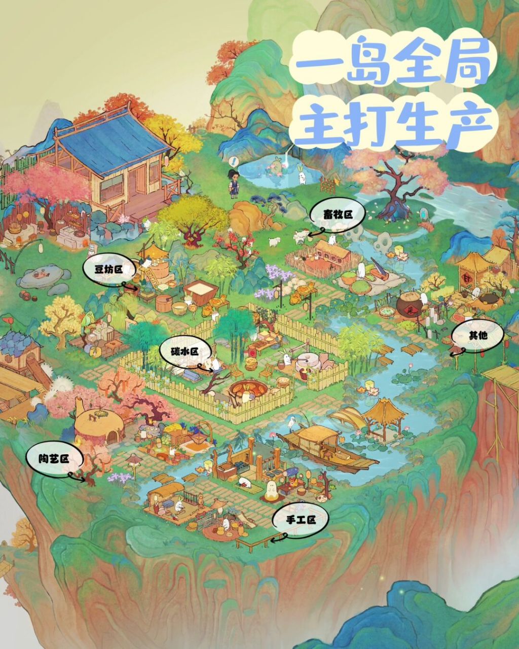 桃源深处有人家94全景布局分享94 熬了一晚上肝出来的一二岛全景