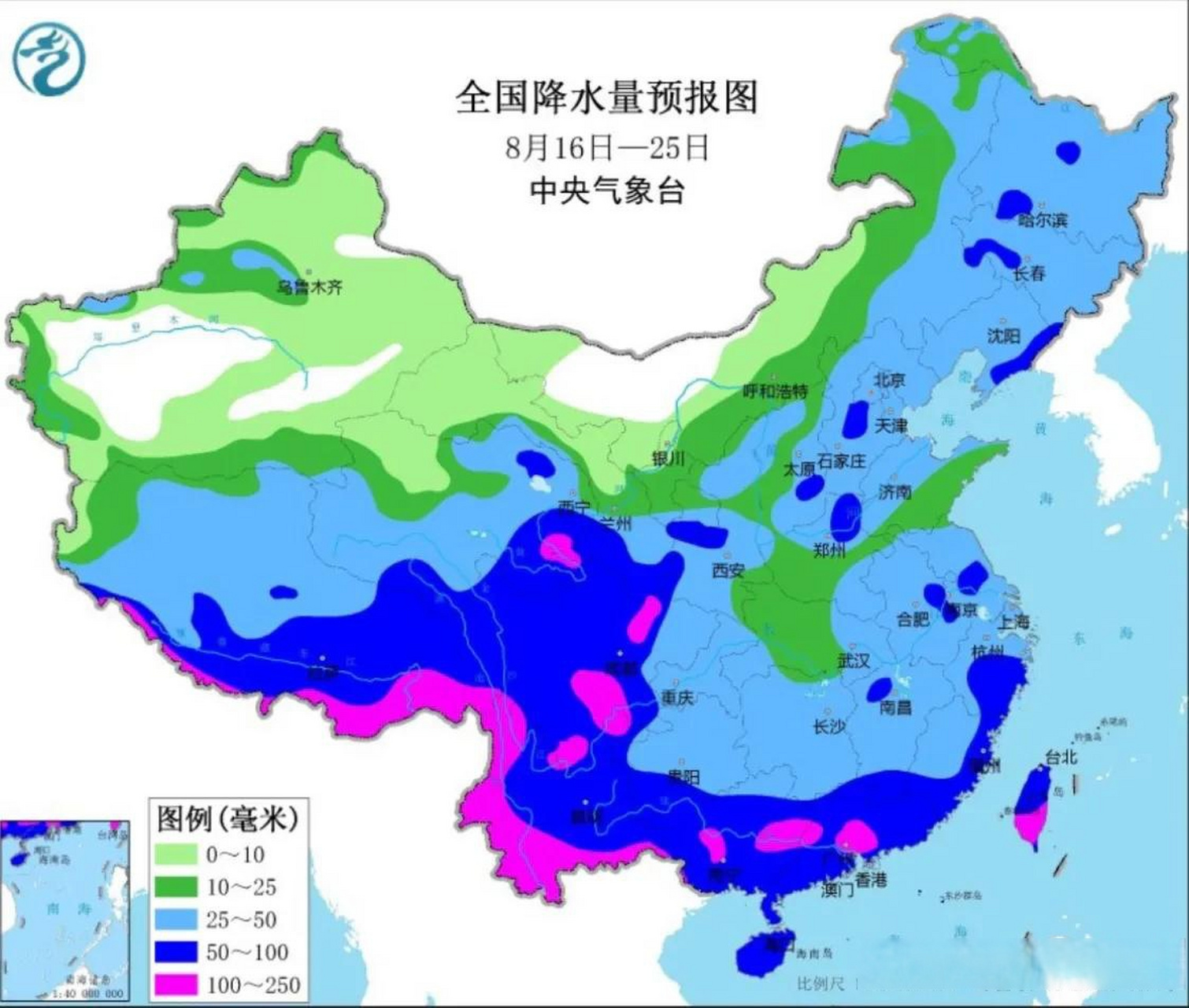 未来十天全国中期天气预报:西南华南降水频繁,川盆华中高温持续,全国