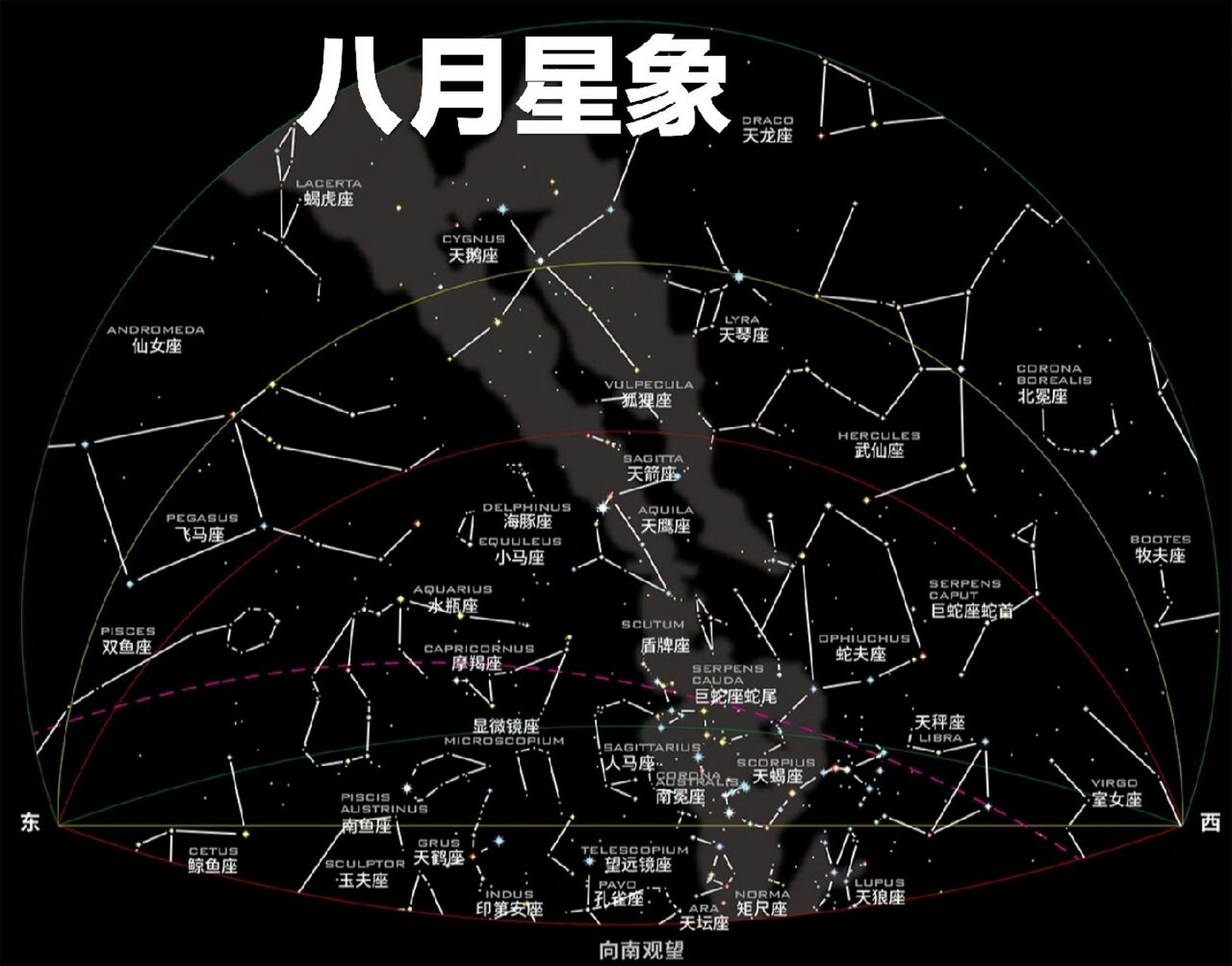 8月北半球星图图片