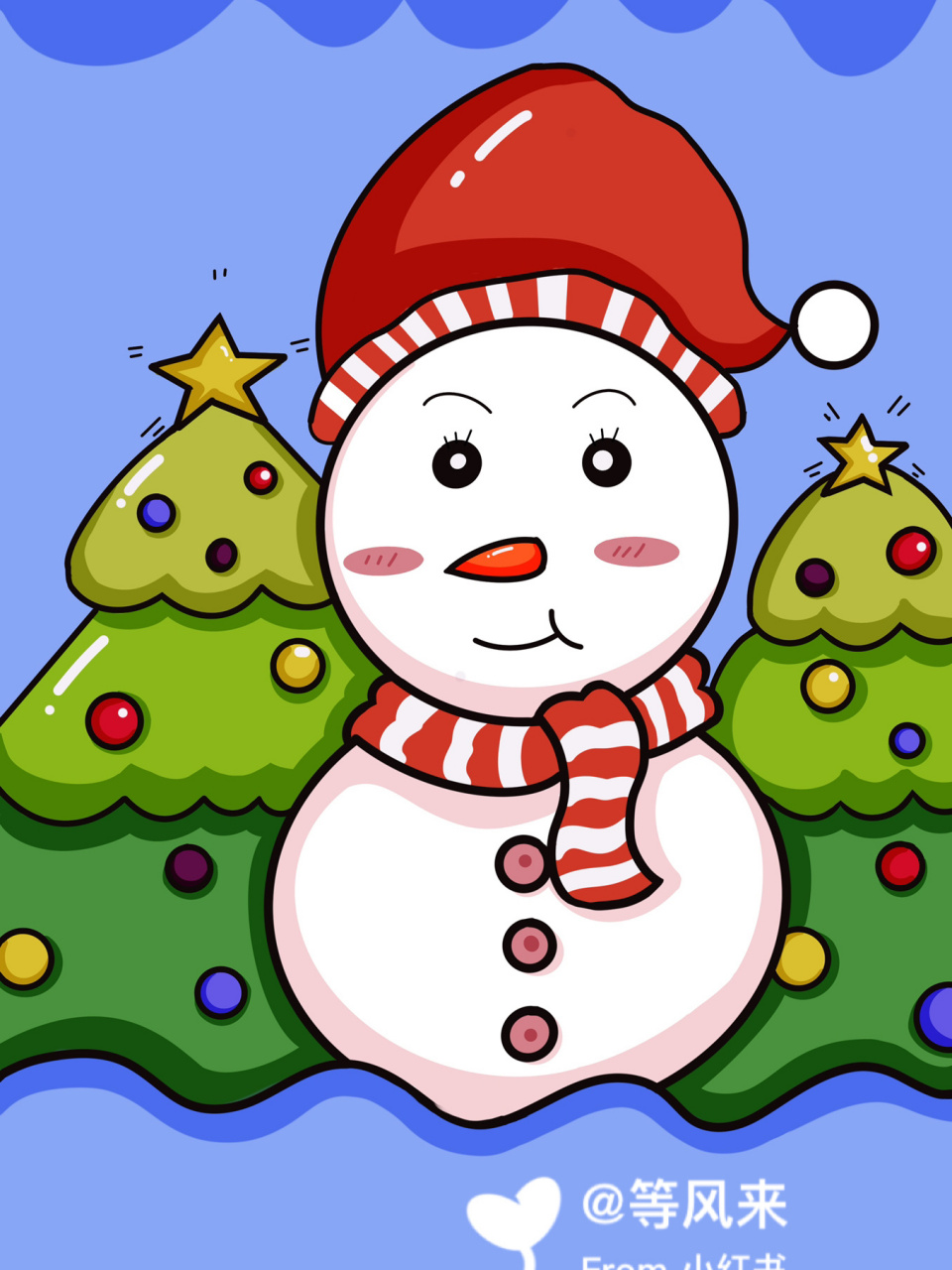 雪人 圣诞节 圣诞树儿童创意画 简单 #儿童简笔画# #创意儿童画