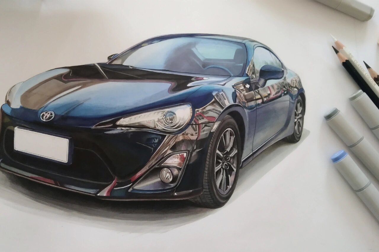 汽车手绘# #灵魂画手# #马克笔# #丰田86# #丰田# #寻找小红书手绘
