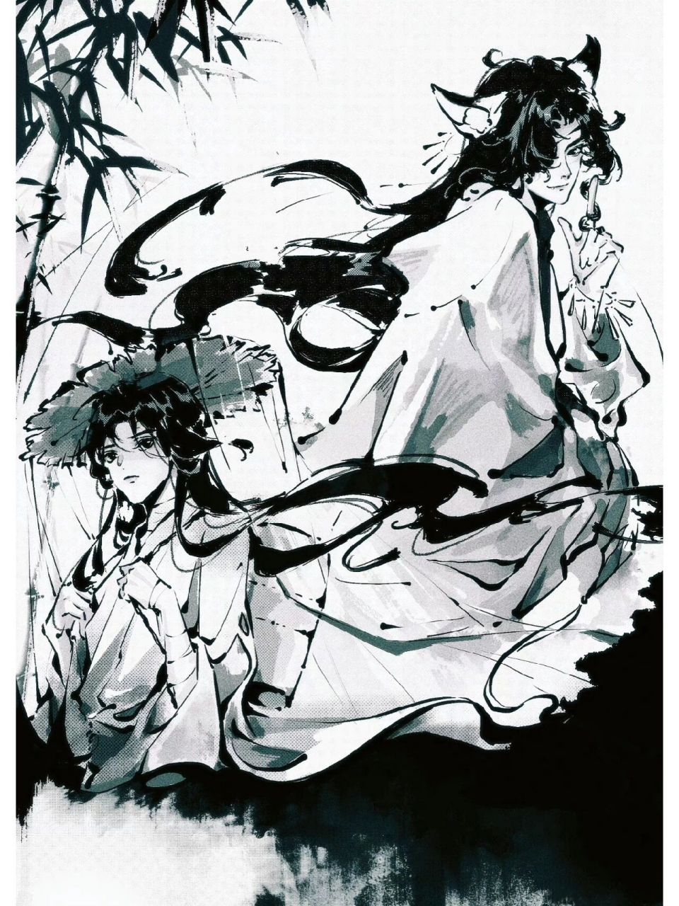 《天官赐福》——水墨图    画师01:溪云过雨