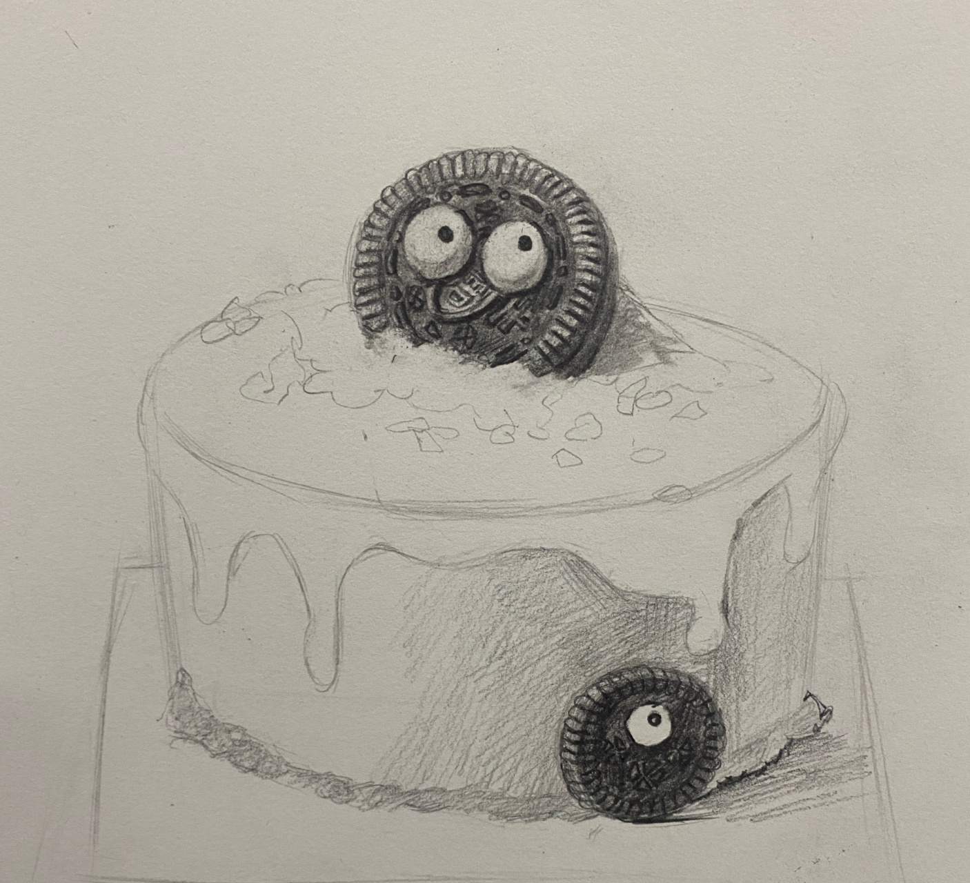 蛋糕素描|奥利奥蛋糕|趣味素描 画个又好看又可爱的小蛋糕,边画边流