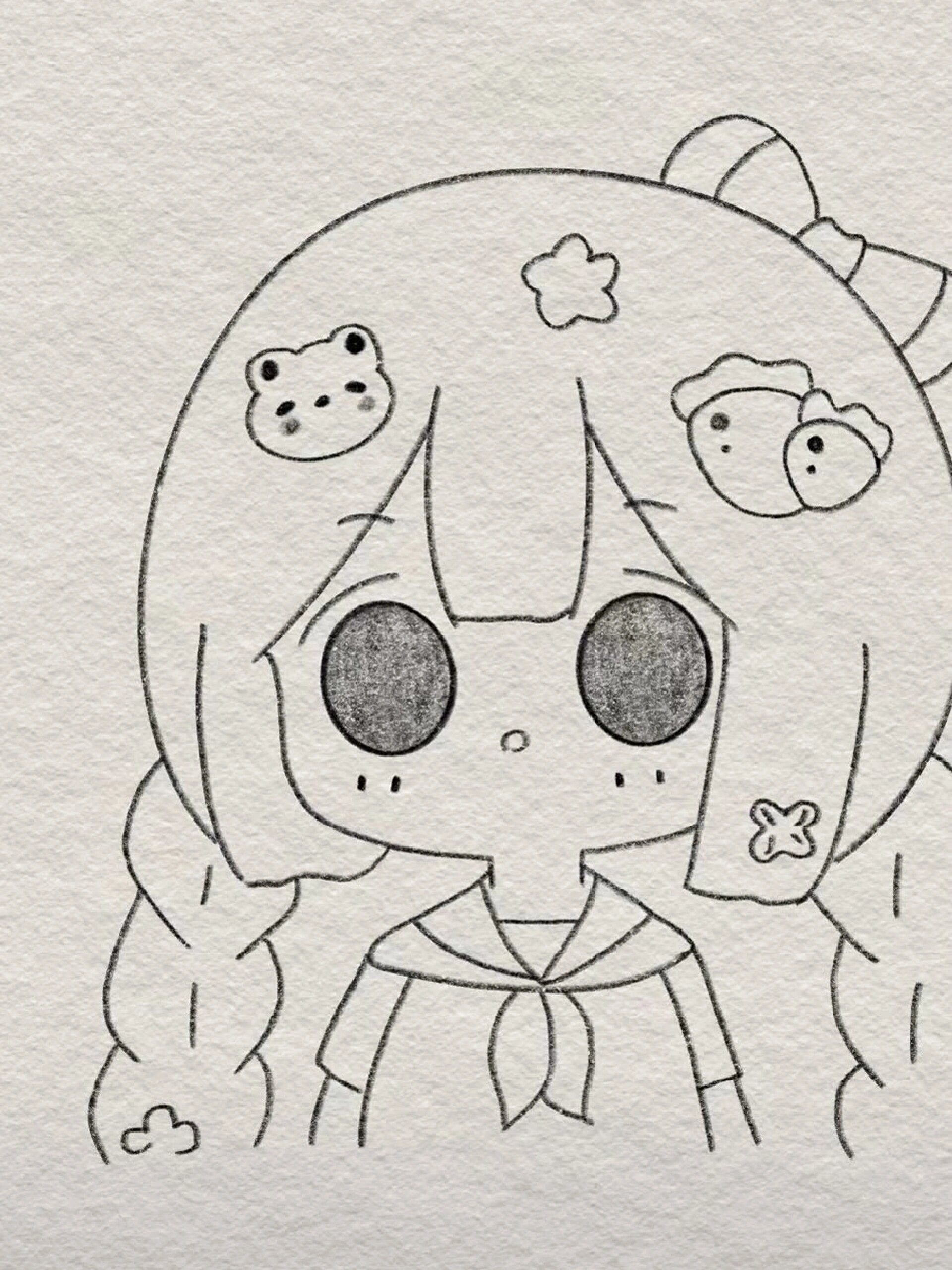 零基础简笔画教程|双马尾小女孩