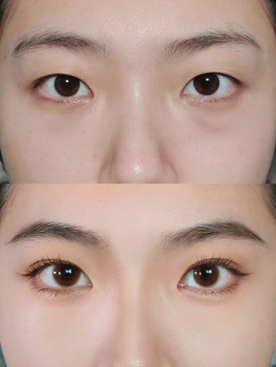 1 贴一个比较自然的开扇型双眼皮 2 底妆要干净清透,用遮瑕笔把黑