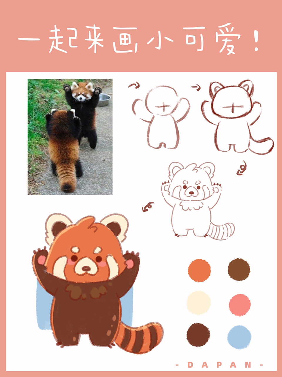 不允许你们还不会画4丨q版动物丨小熊猫 大家好,今天画一只小熊猫