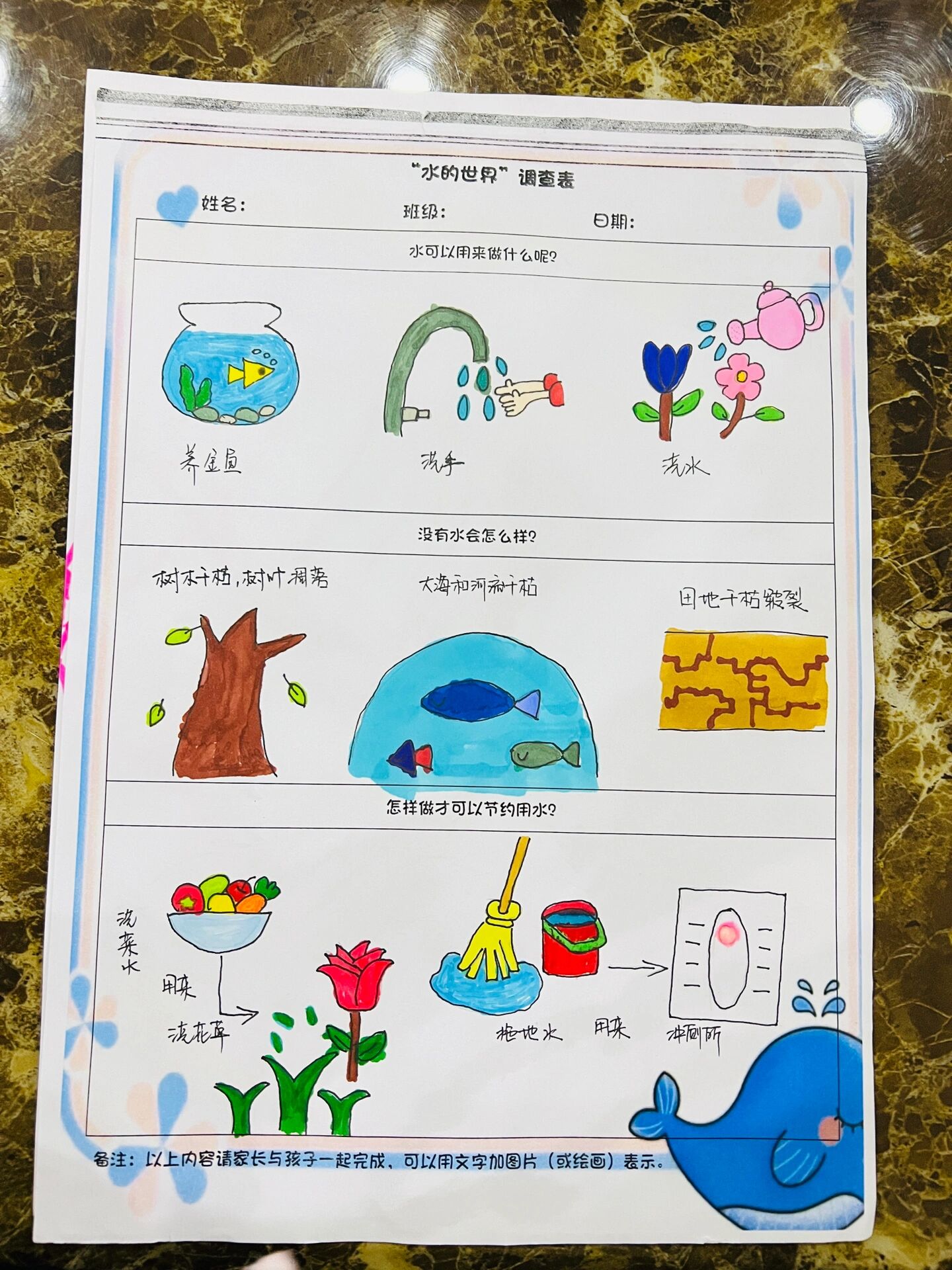 "水的世界"调查表～节约用水