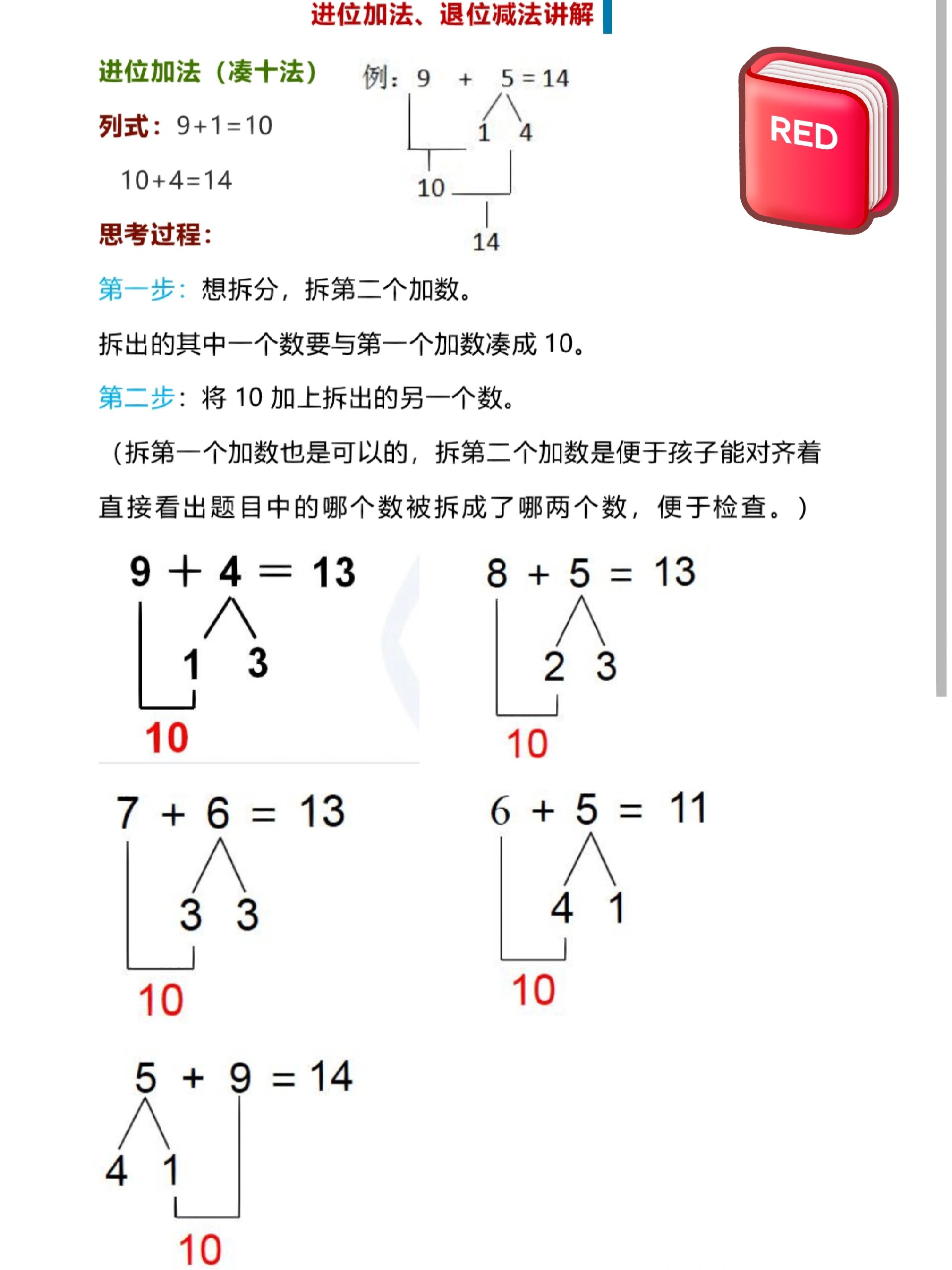一年级数学‖进位加法,退位减法讲解