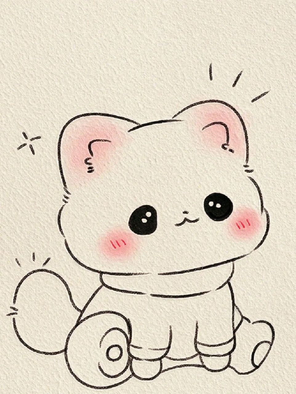 可爱呆萌小猫咪简笔画.给我点个小星星吧,谢谢啦.