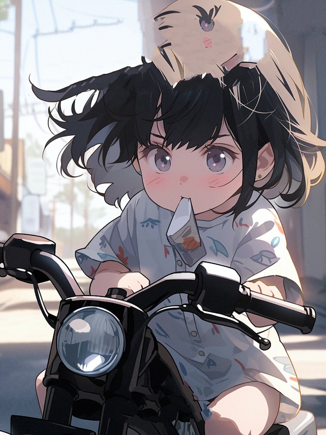 情头系列第二季 可爱女孩骑车畅想快乐时光